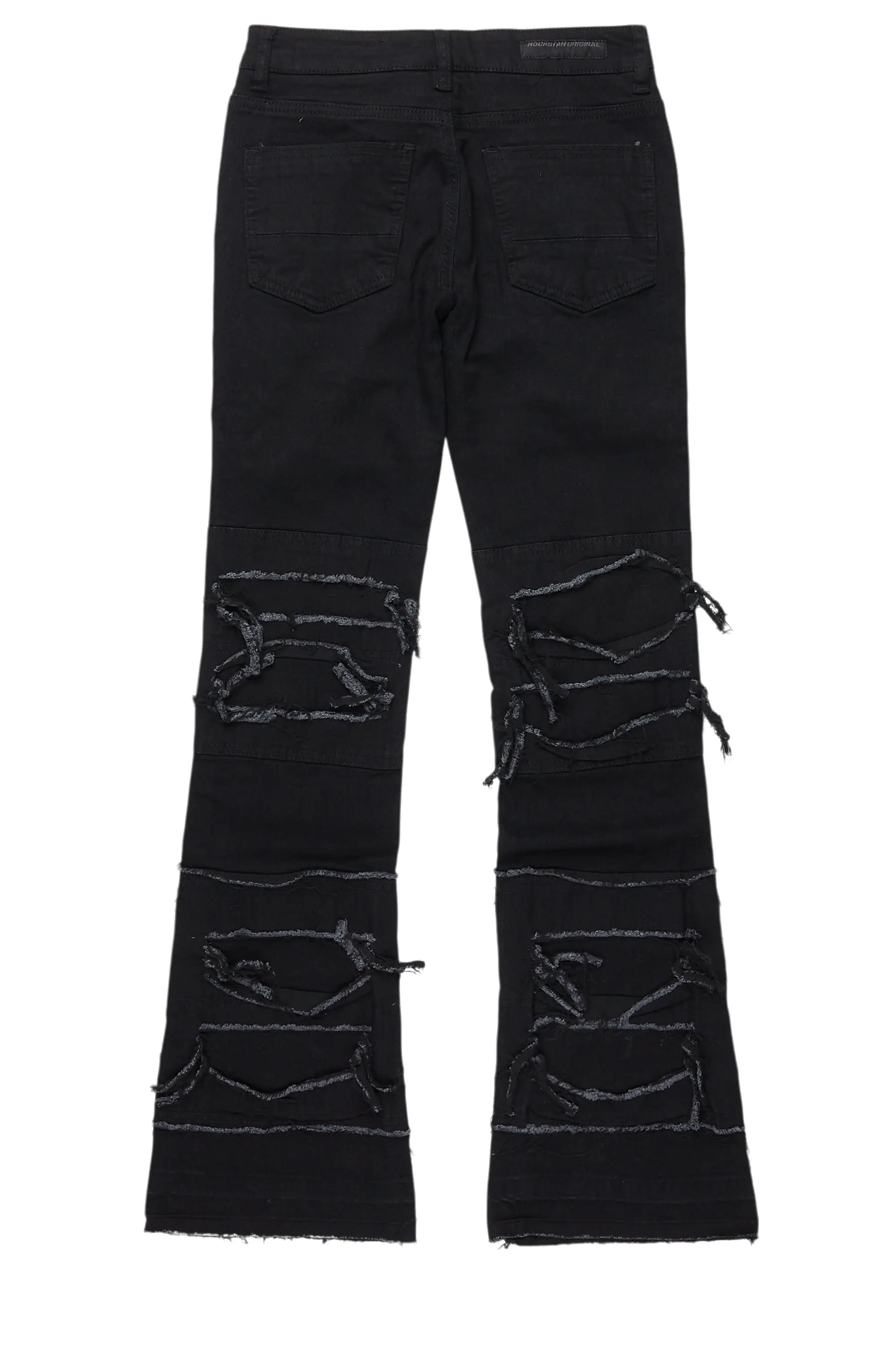 Boys Vasco Jet Black Stacked Flare Jean - Image 10