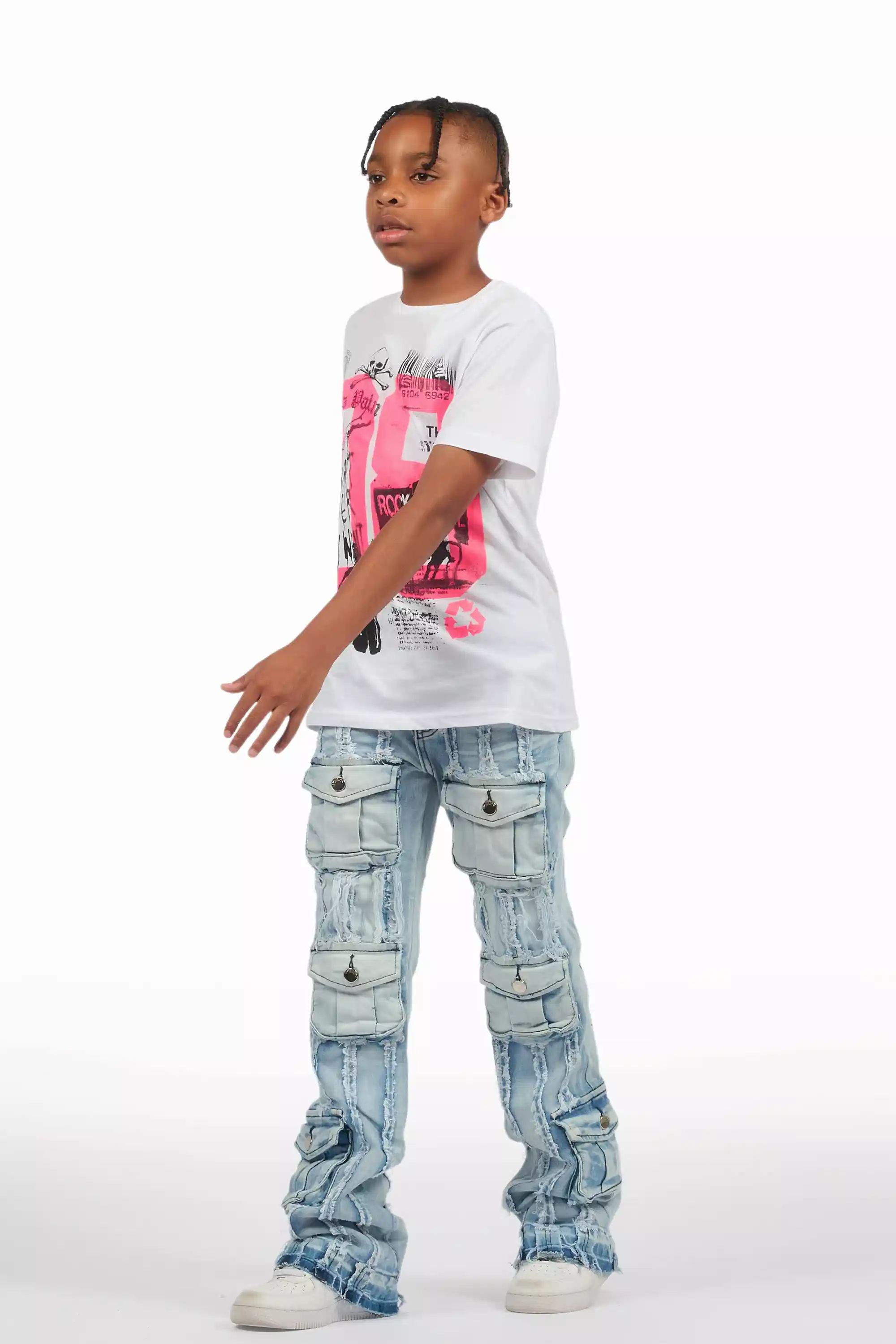 Boys Frey Light Blue Stacked Flare Jean - Image 6