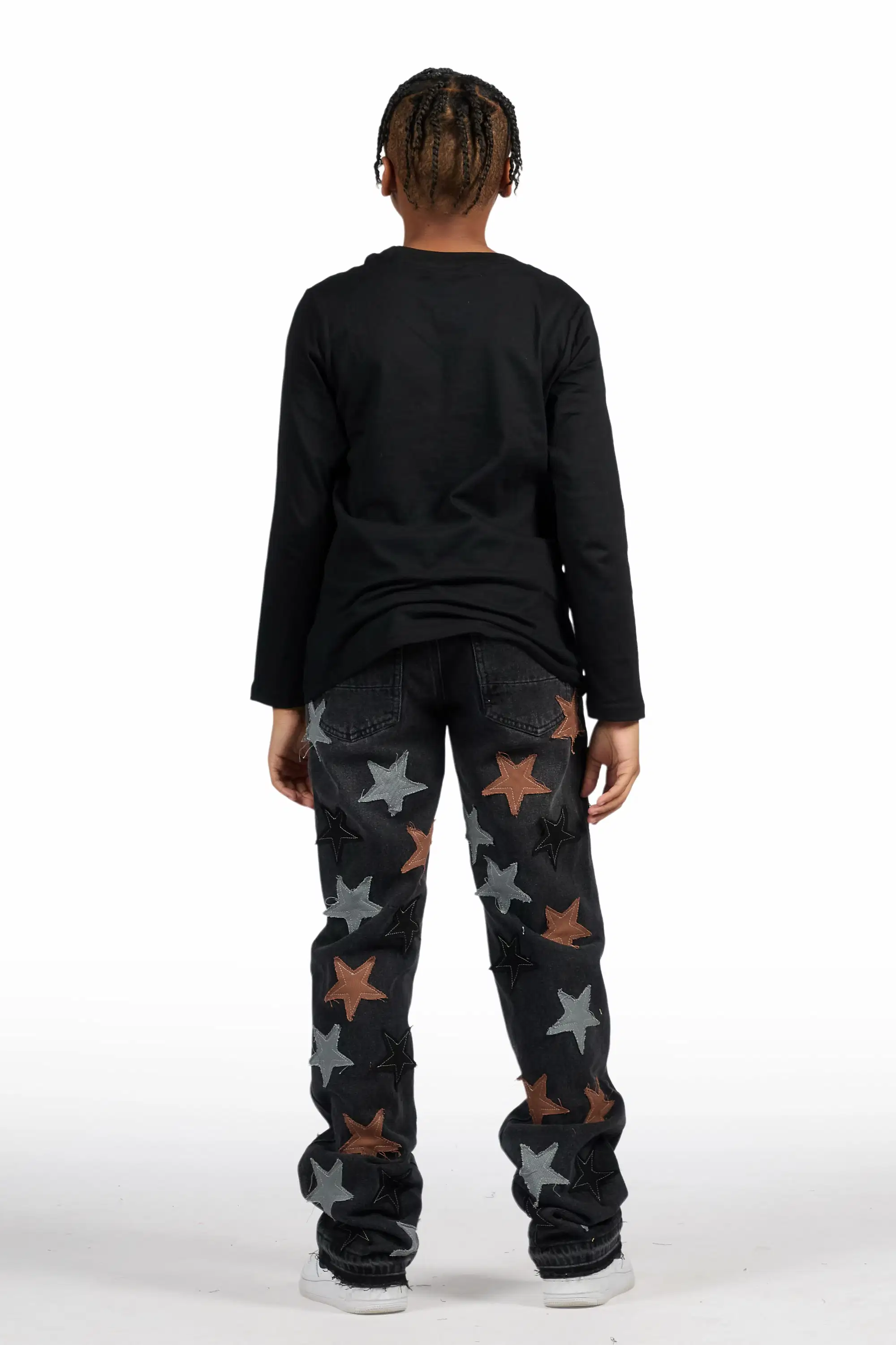 Boys StarLane Dark Grey Stacked Flare Jean - Image 5