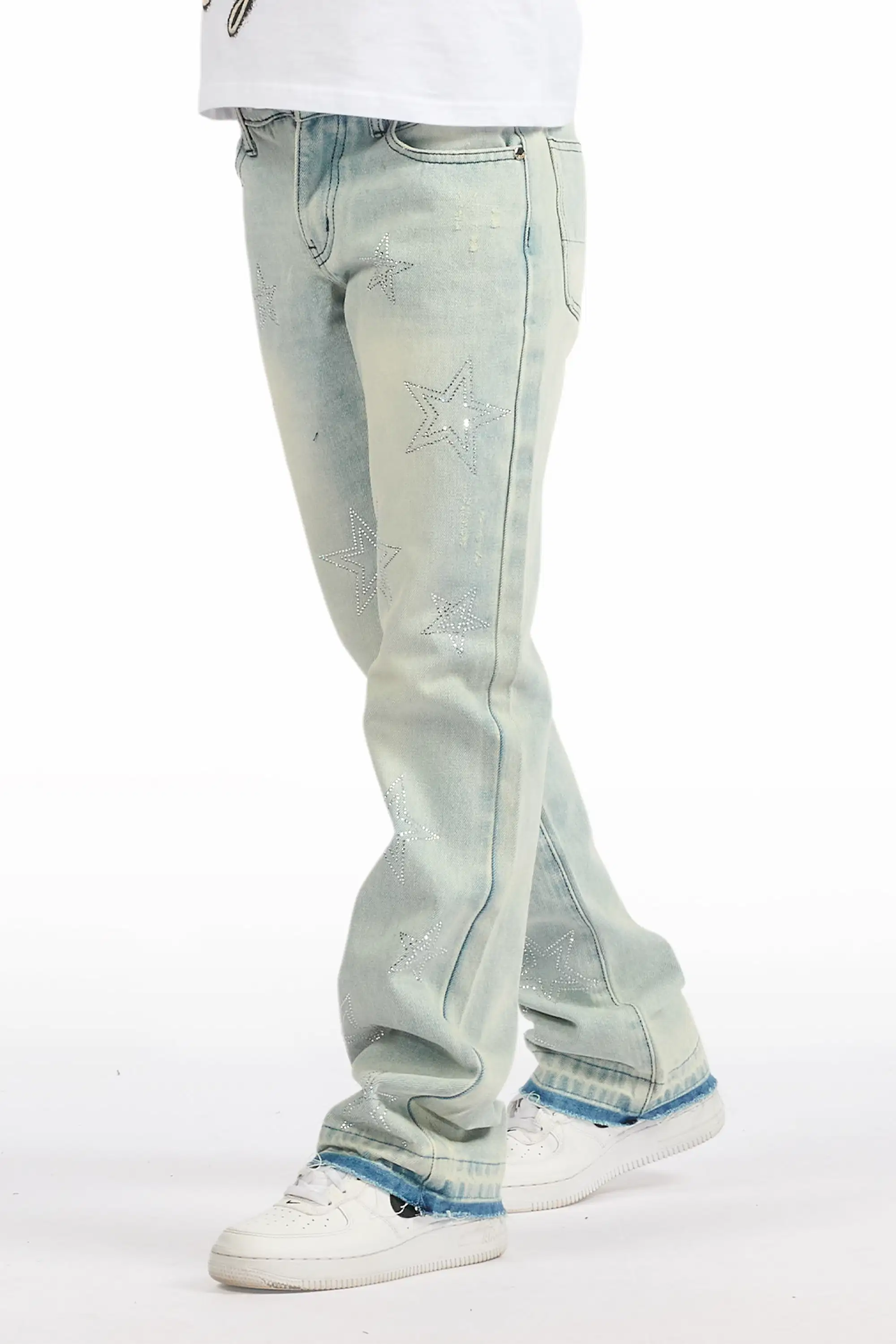 Boys Kama Light Blue Rhinestone Stacked Flare Jean - Image 2