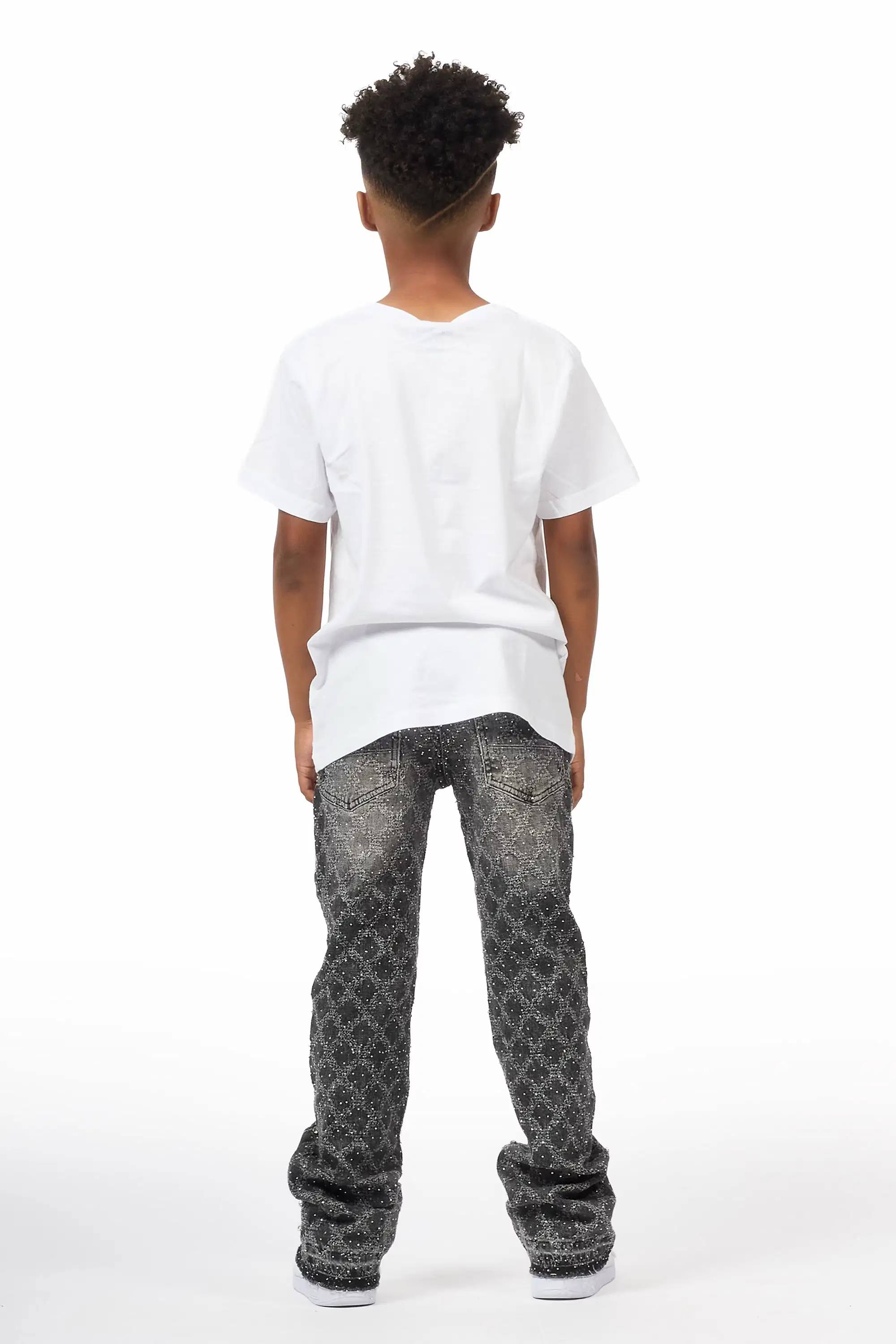 Boys Glit Grey Rhinestone Stacked Flare Jean - Image 5