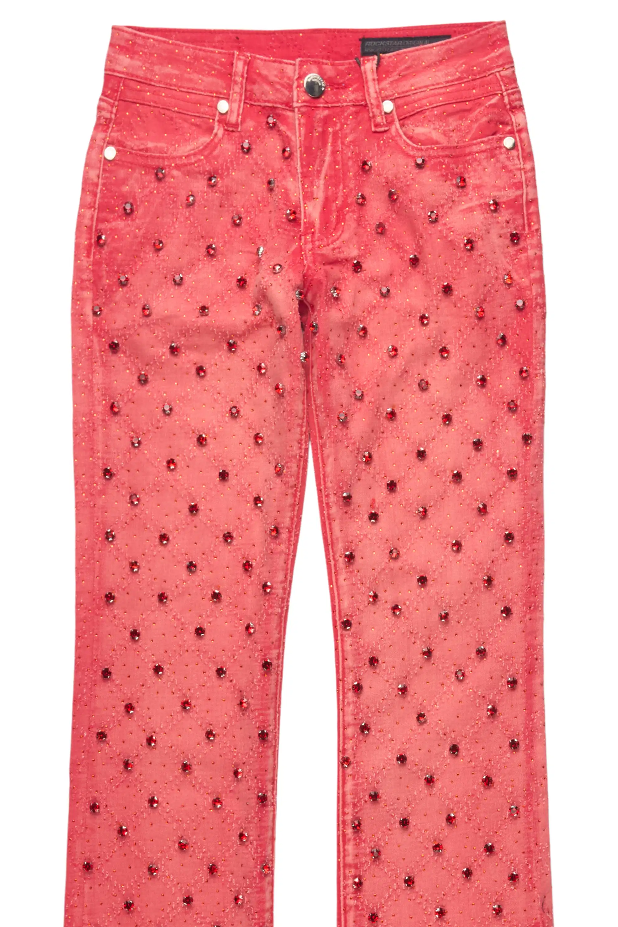 Boys Glit Red Rhinestone Stacked Flare Jean - Image 2