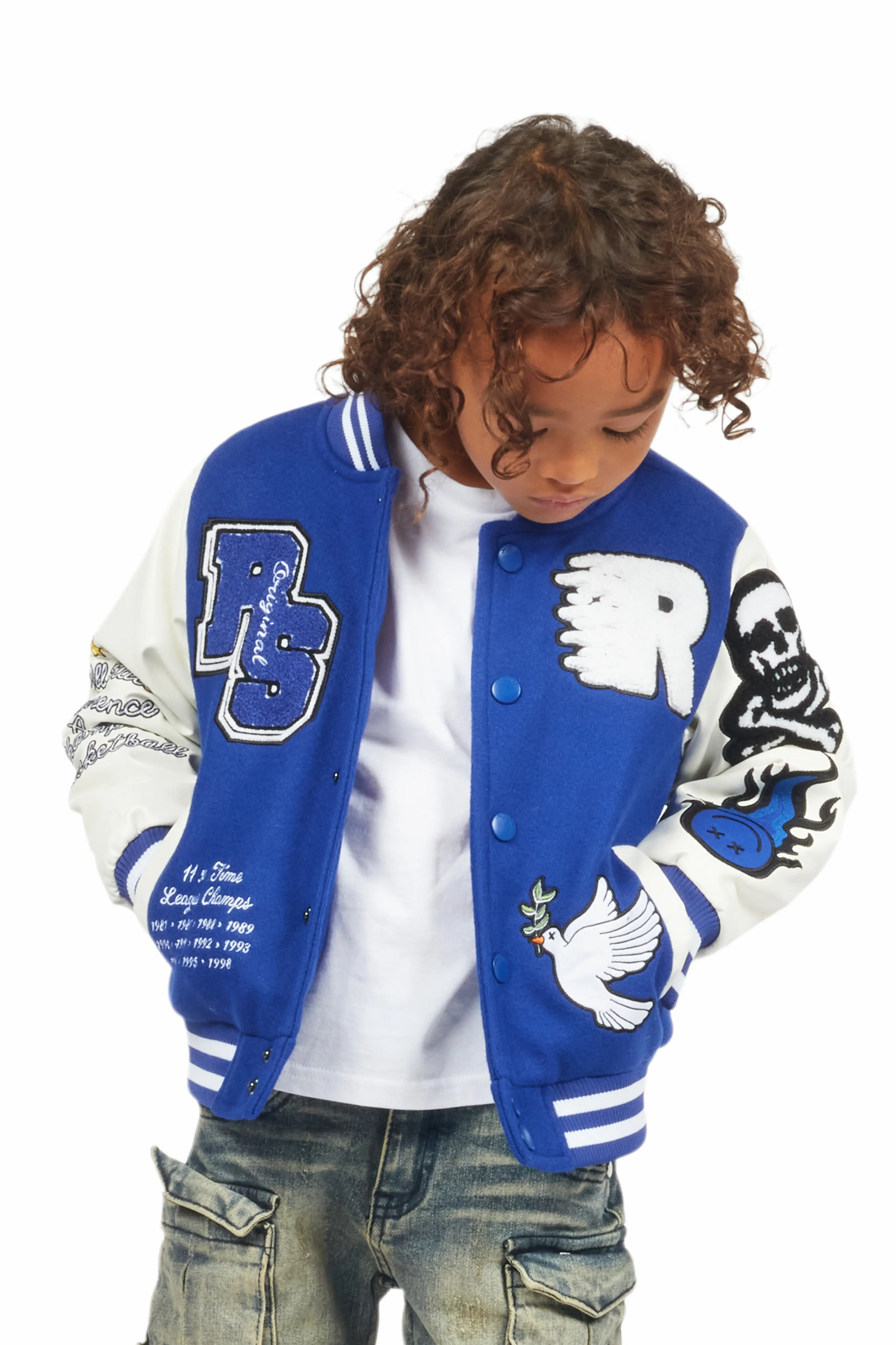 Boys Leaner Royal Blue Bomber Jacket - Image 6