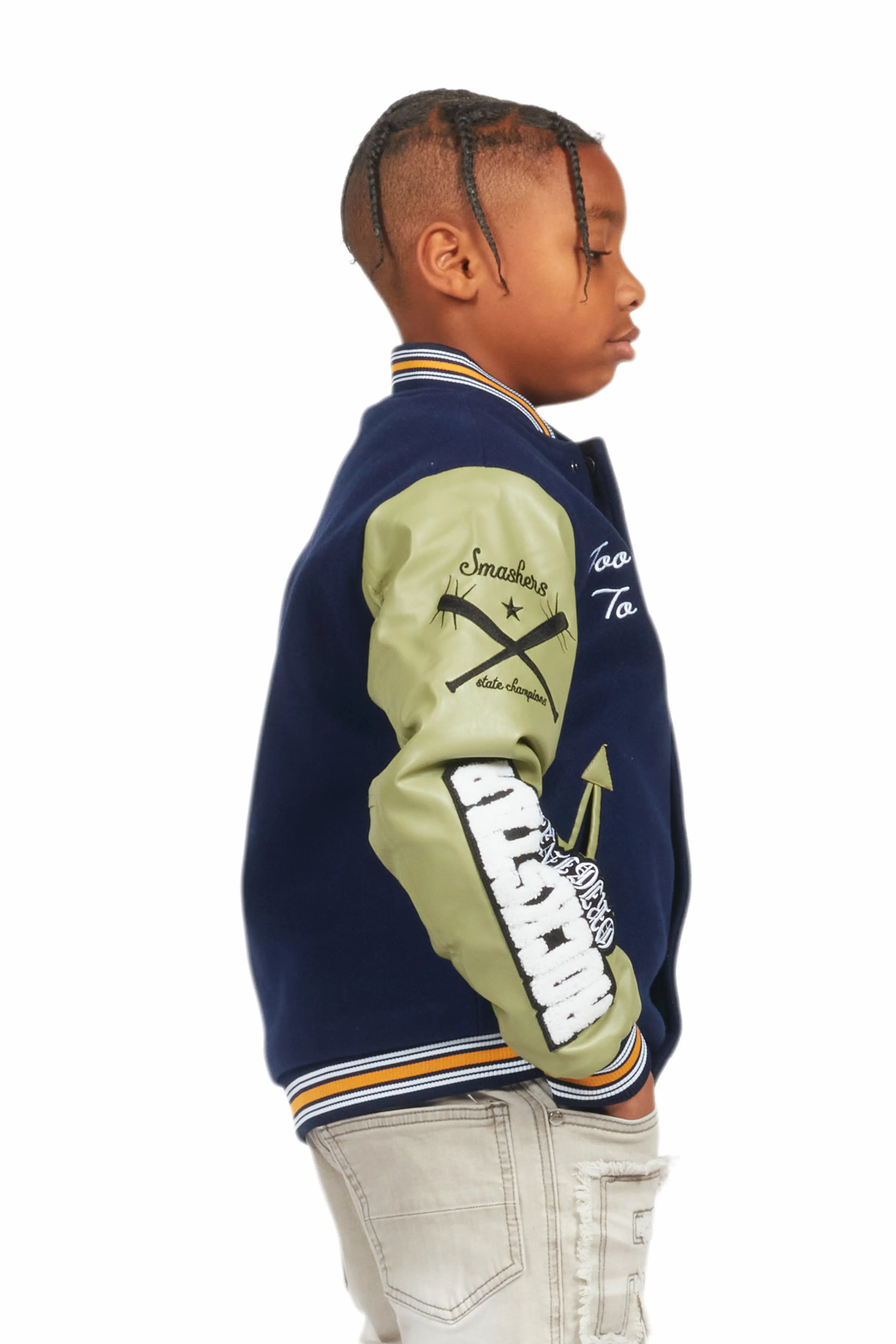 Boys Shexter Navy Varsity Jacket - Image 3
