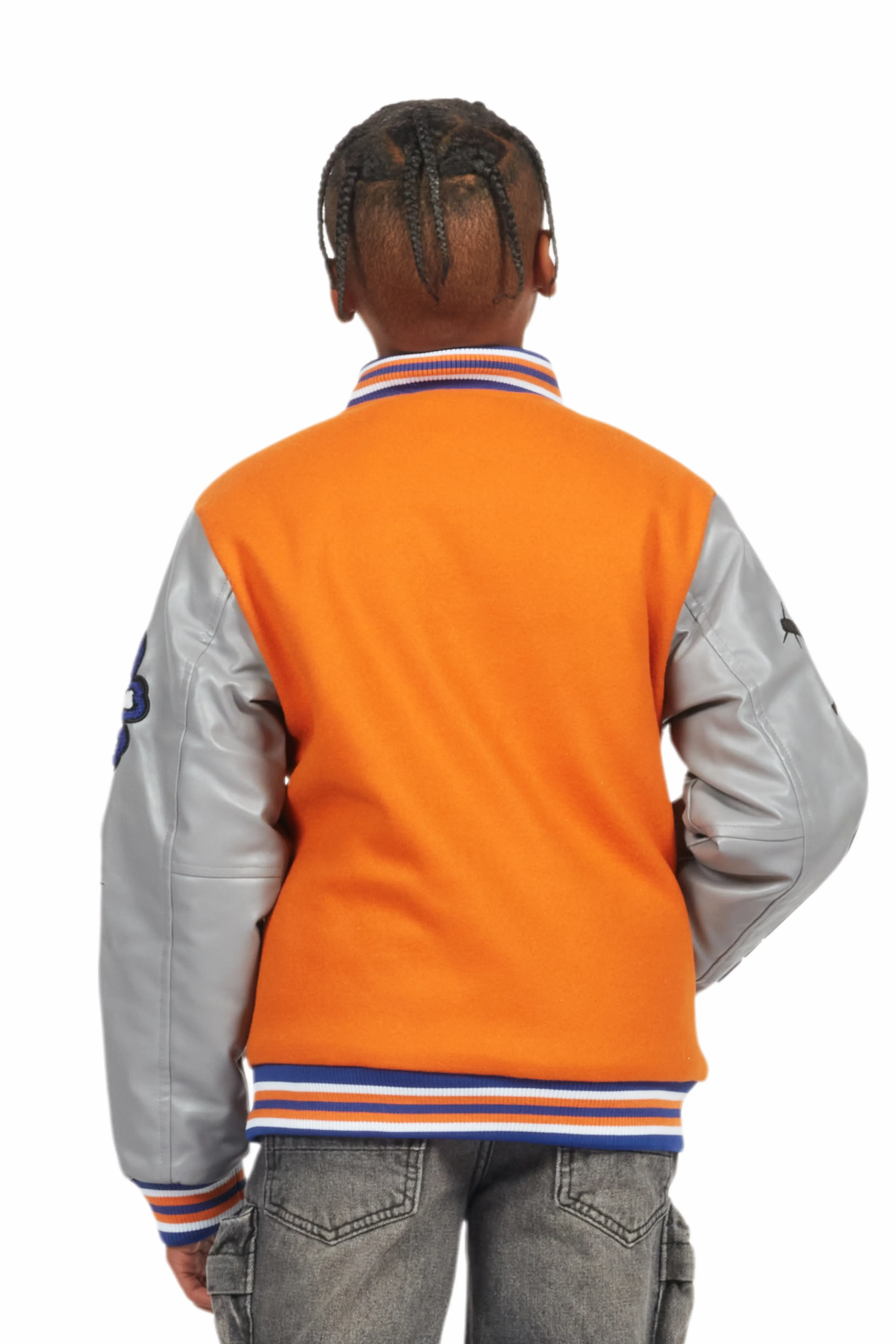 Boys Shexter Orange Varsity Jacket - Image 4