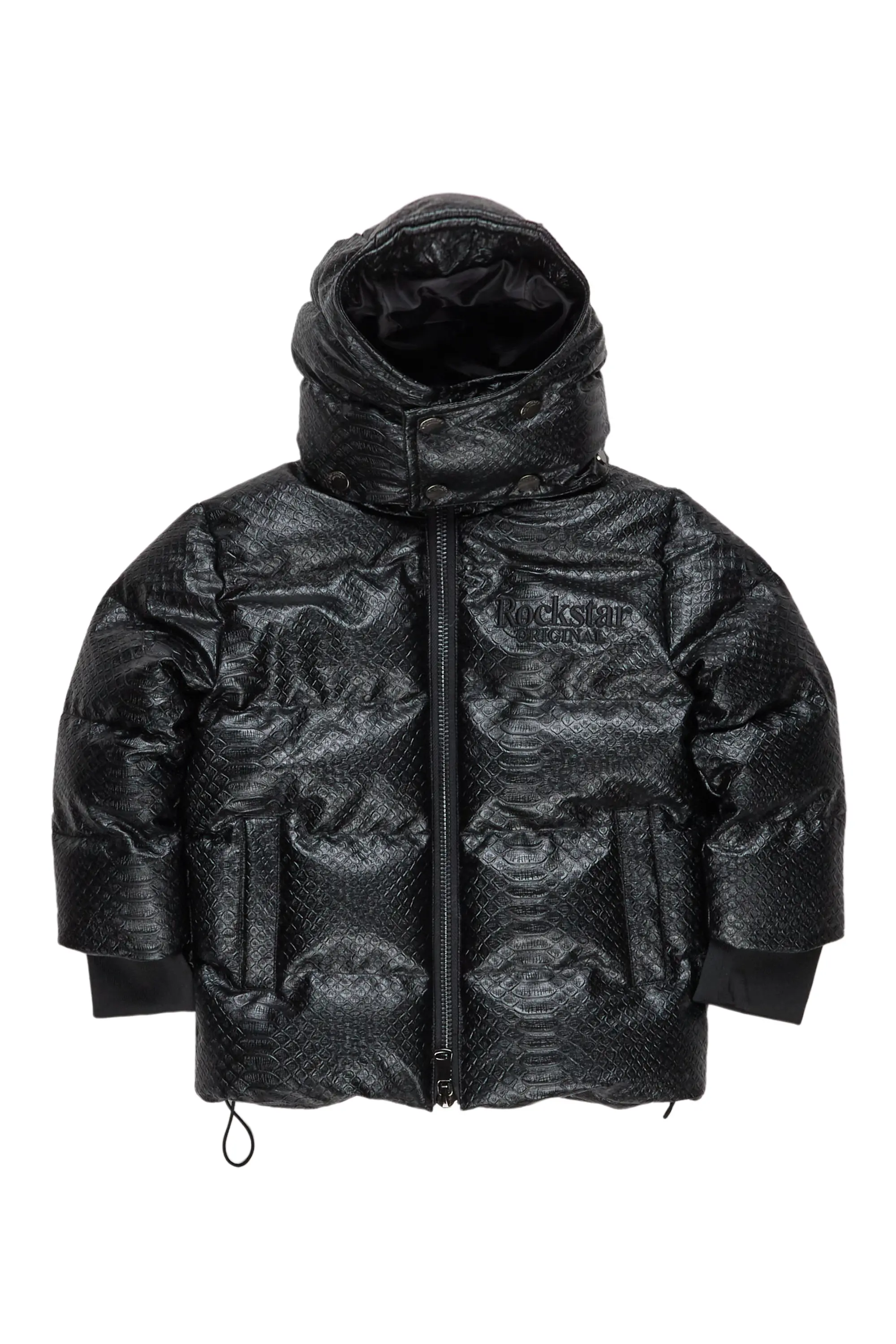 Boys Luka Black Puffer Jacket - Image 3
