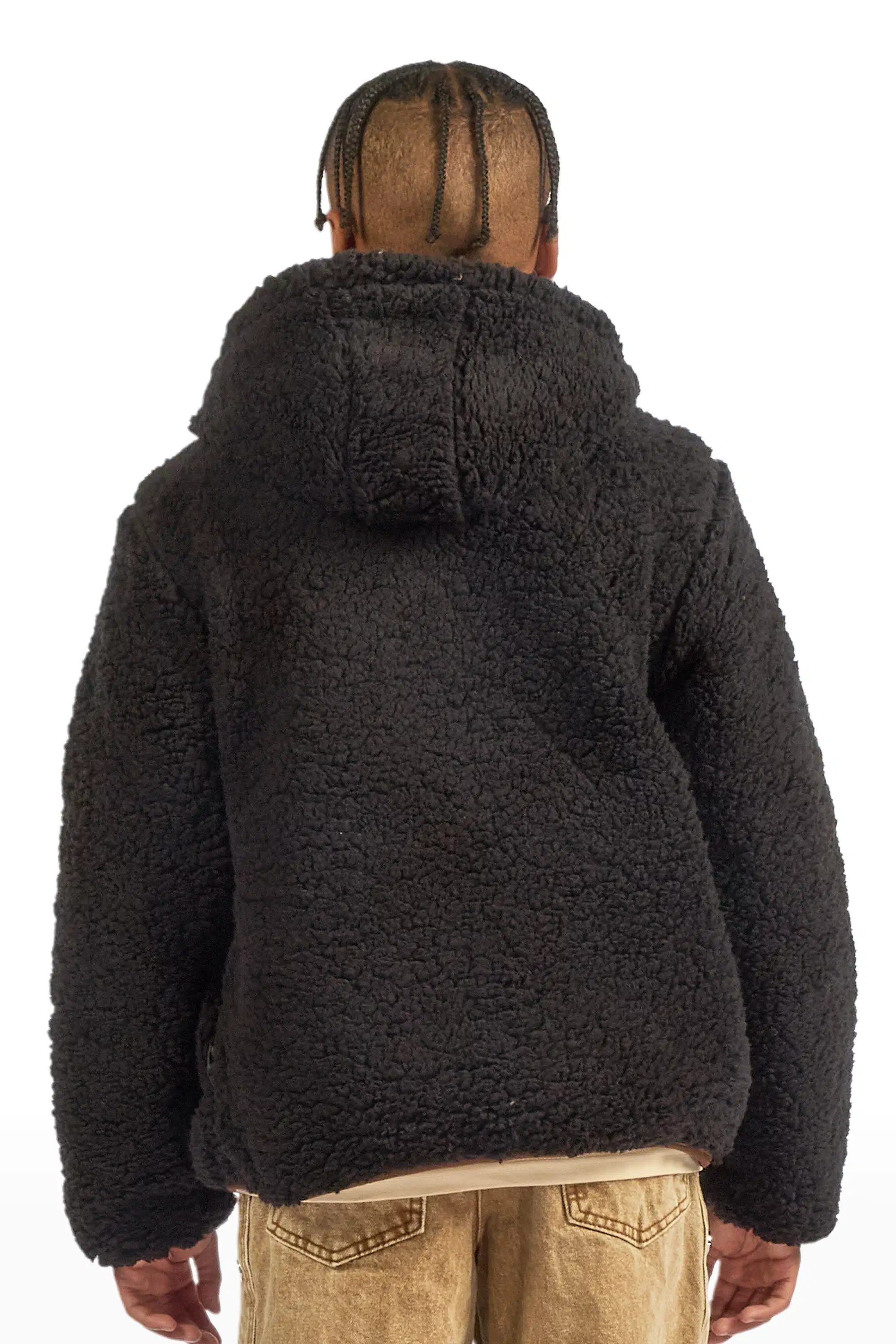 Boys Daegan Brown/Black Reversible Fur Puffer Jacket - Image 11