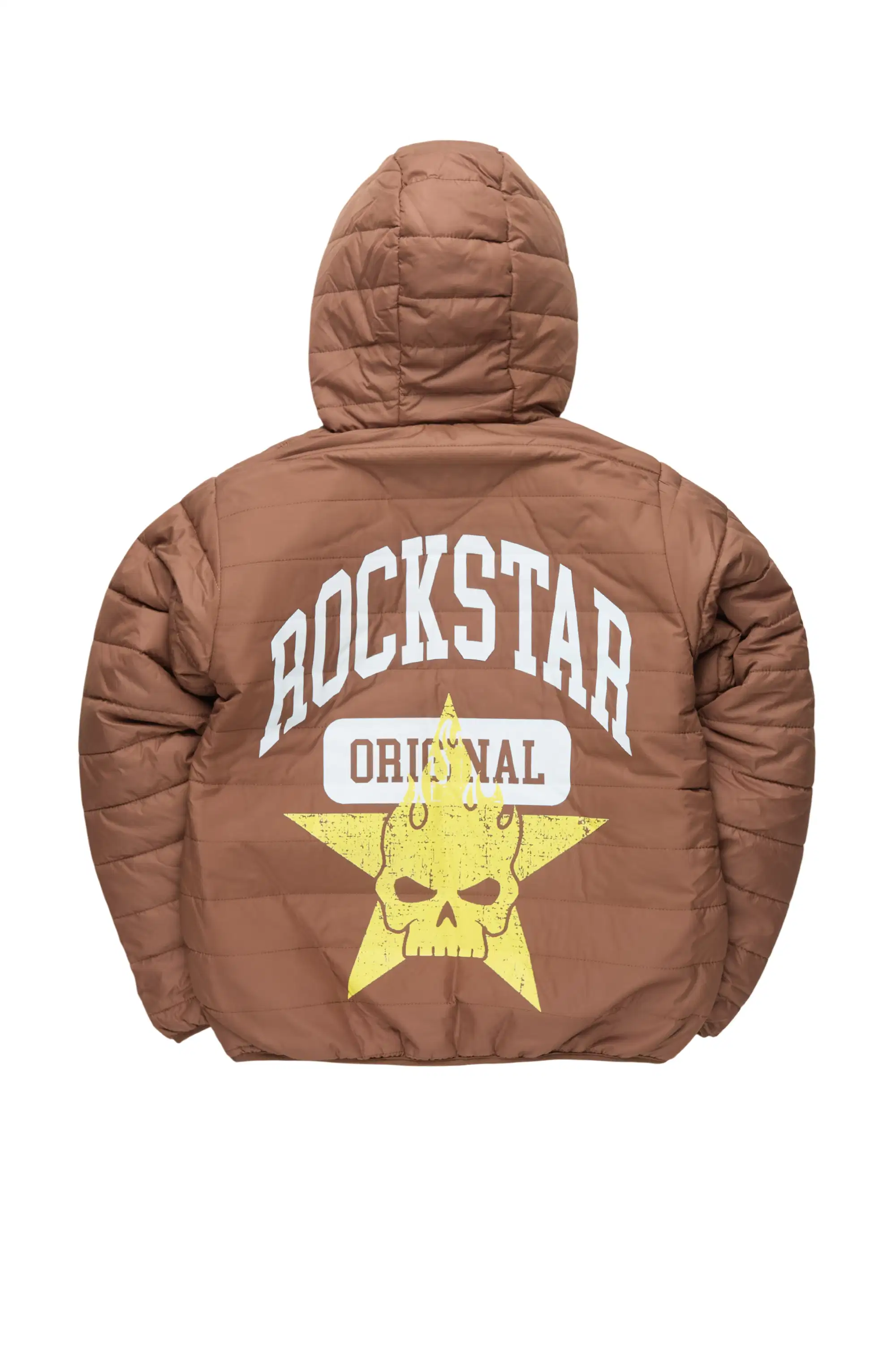 Boys Daegan Brown/Black Reversible Fur Puffer Jacket - Image 8
