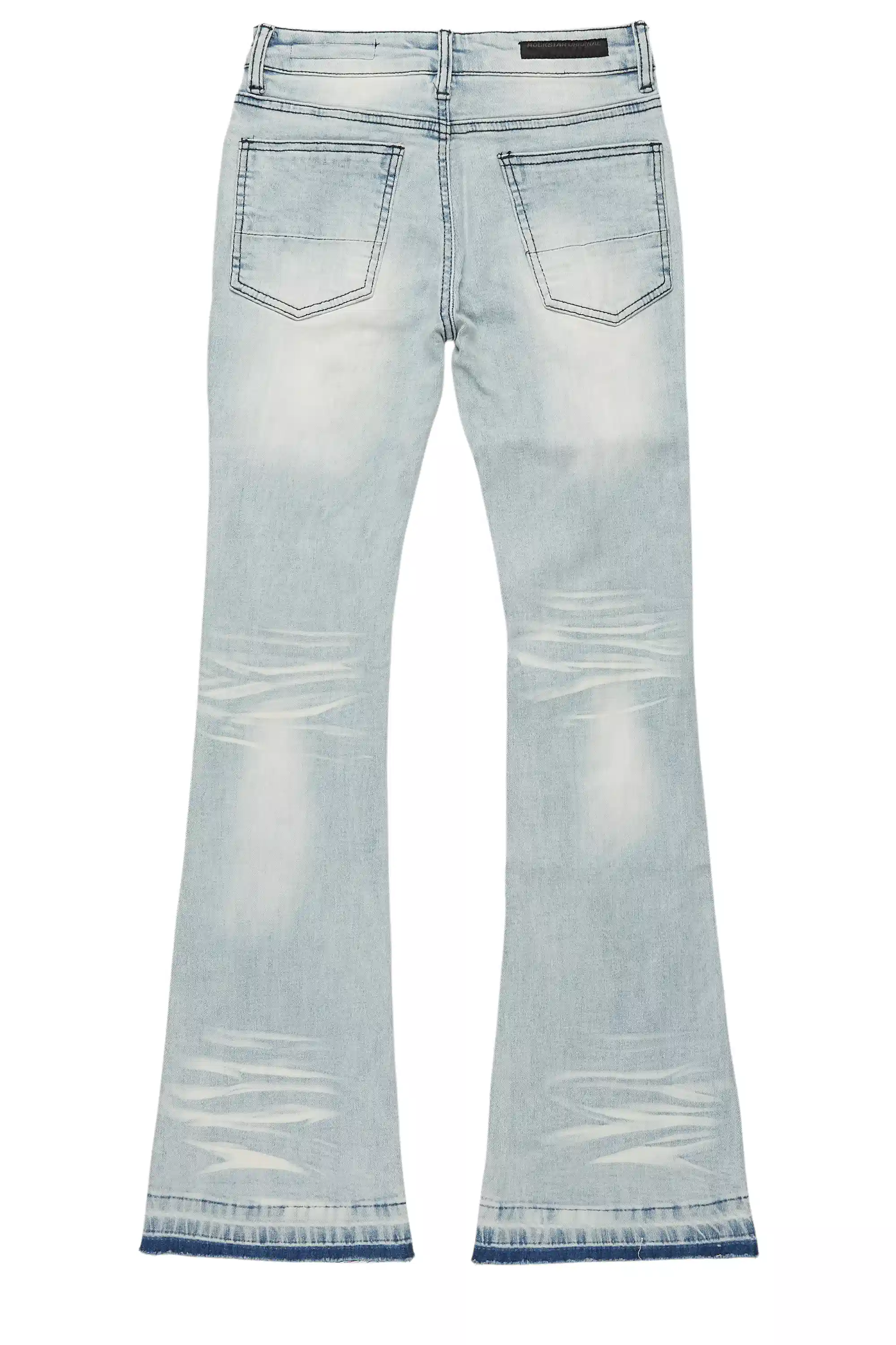 Boys Zahir Blue Slim Stacked Flare Jean - Image 12