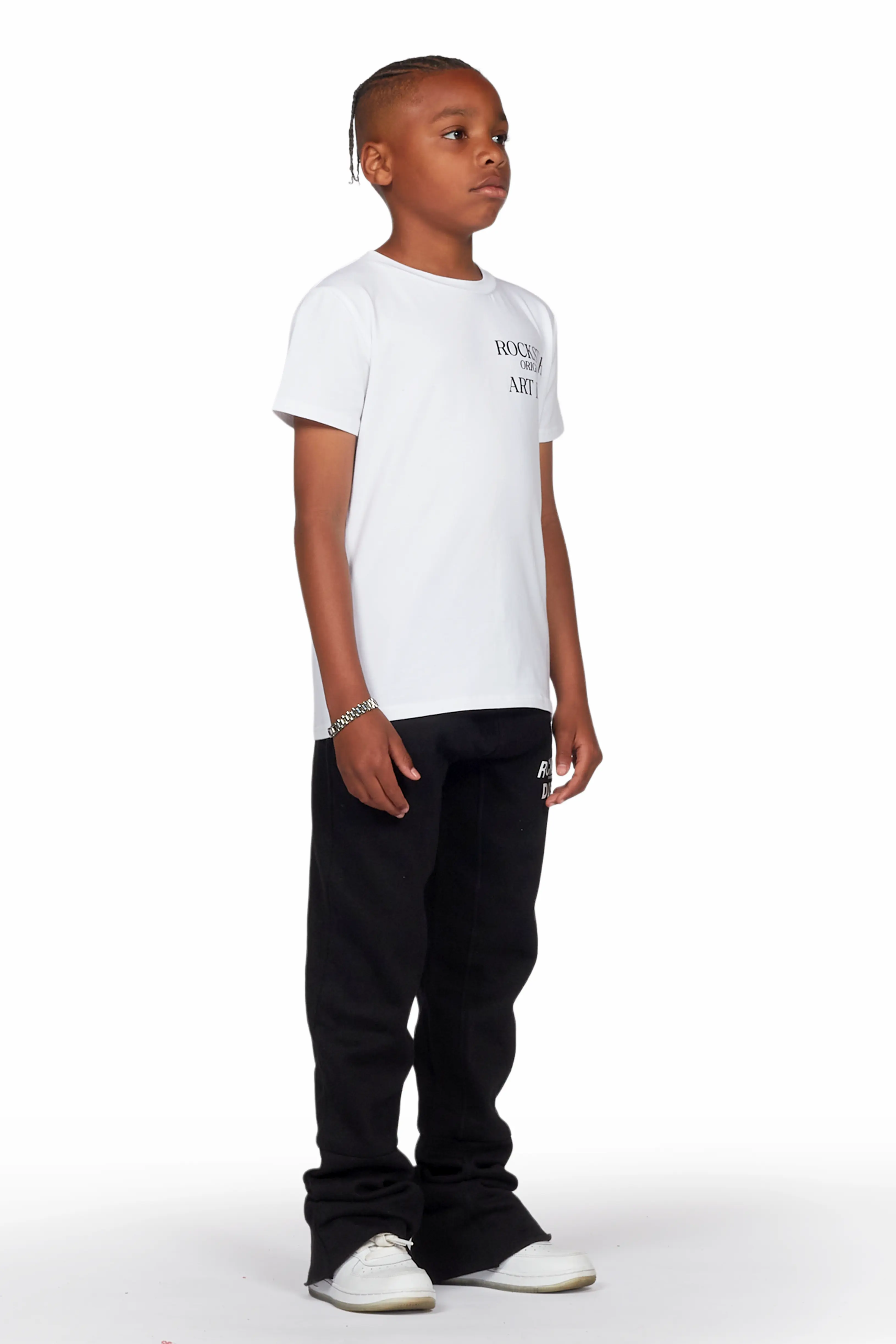 Boys Alpine Black Super Stacked Trackpant - Image 4