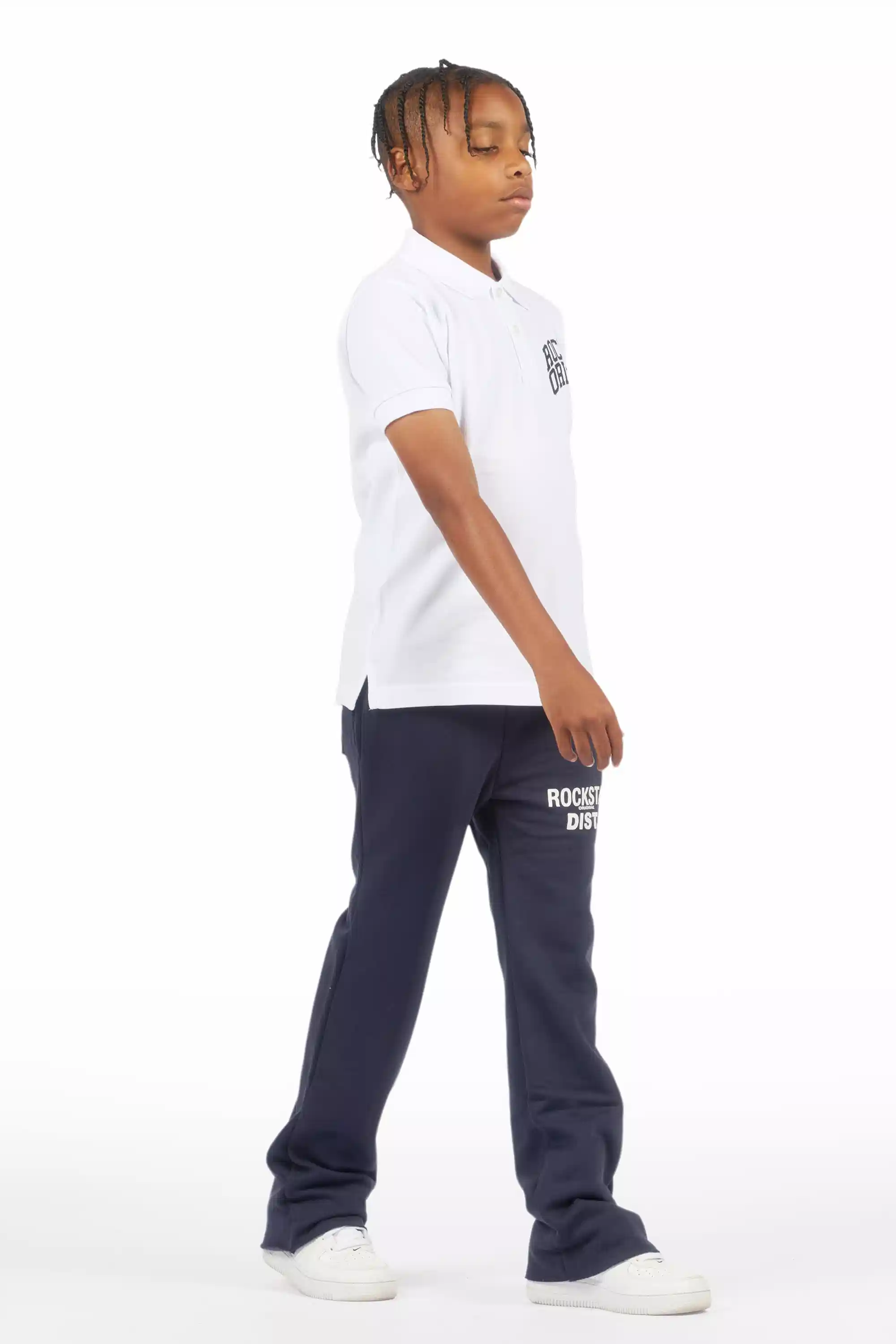 Boys Alpine Navy Stacked Trackpant - Image 4