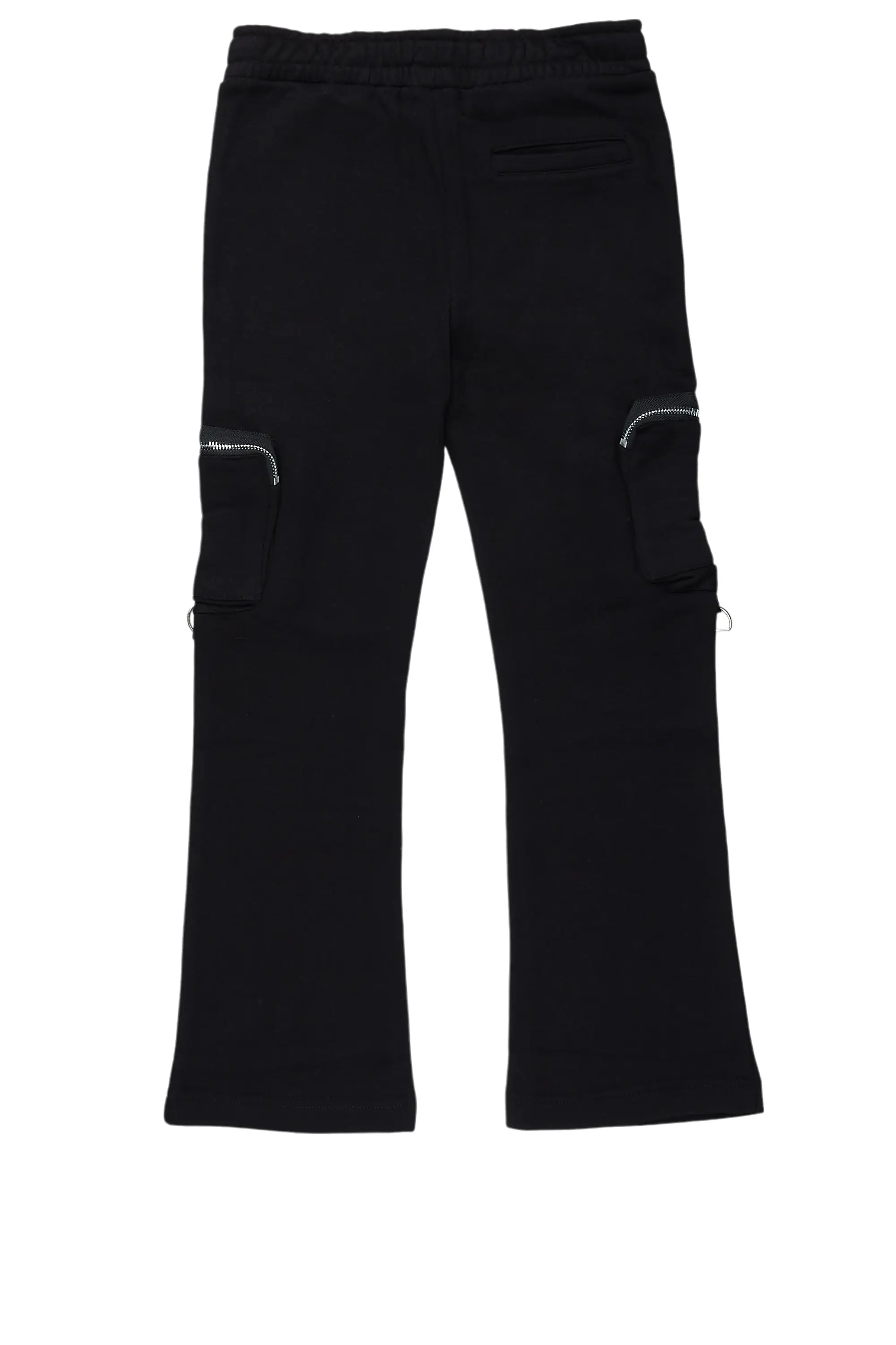 Boys Colin Black Stacked Flare Track Pants - Image 9