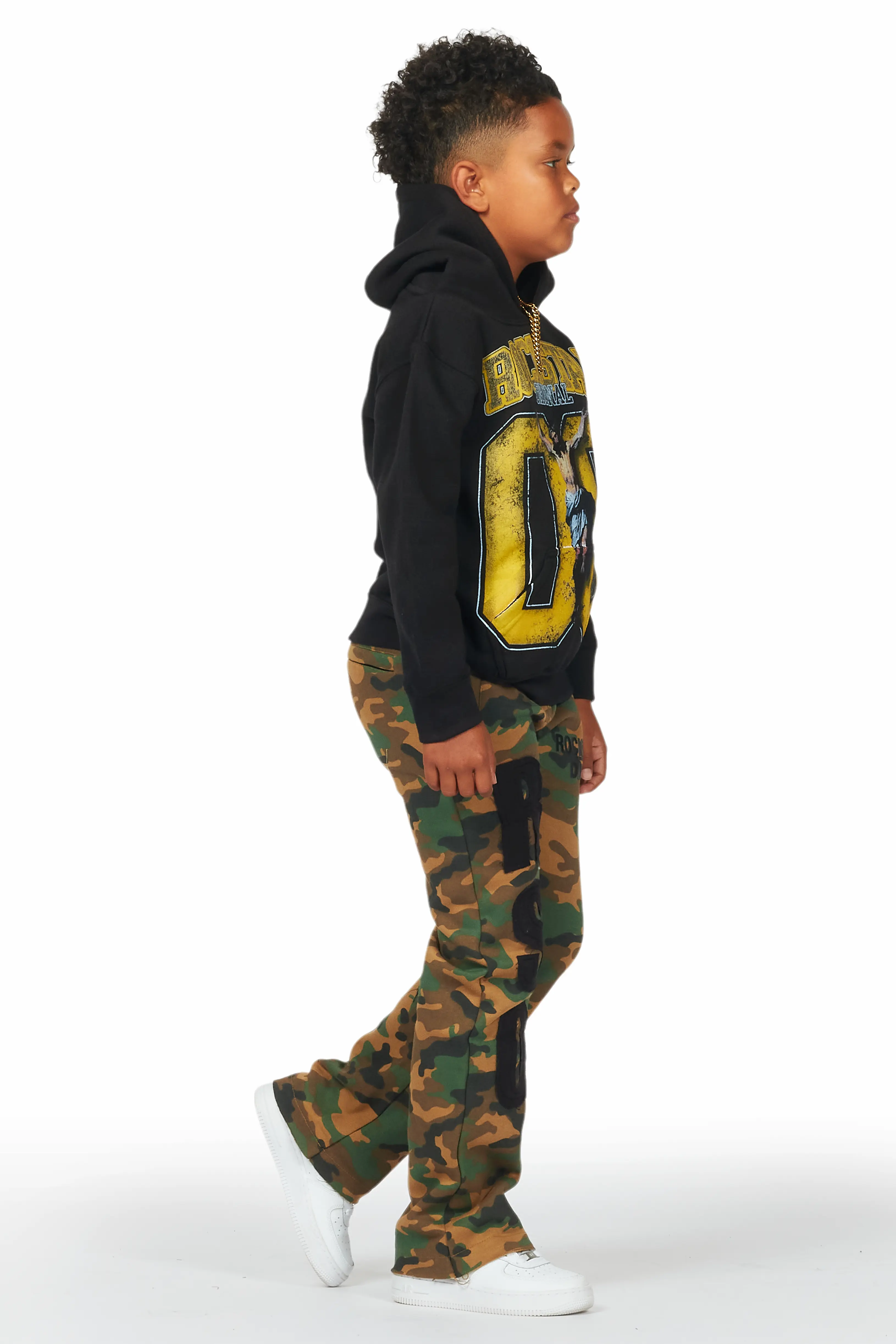 Boys Bansi Faded Camo Stacked Trackpant - Image 4
