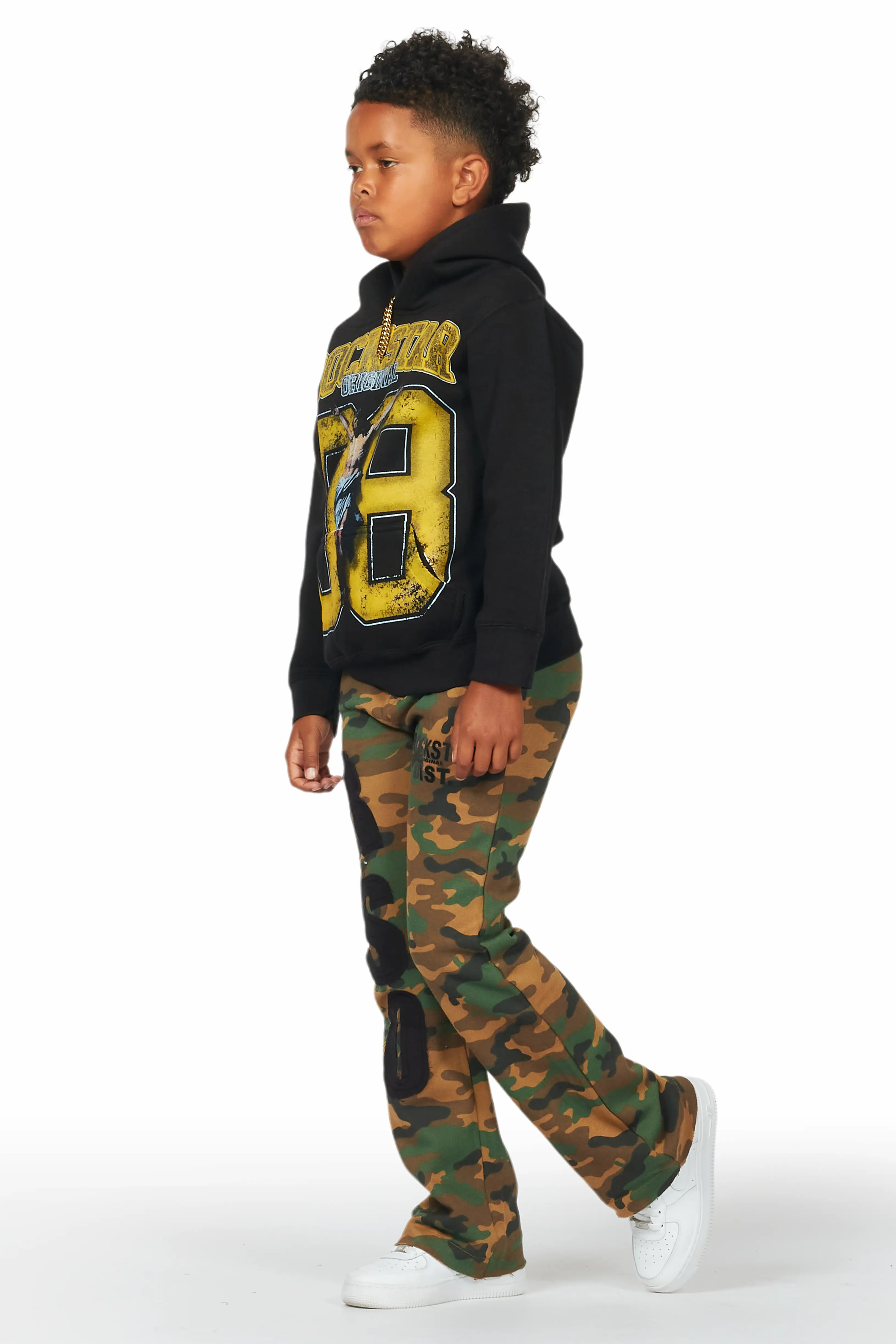 Boys Bansi Faded Camo Stacked Trackpant - Image 6