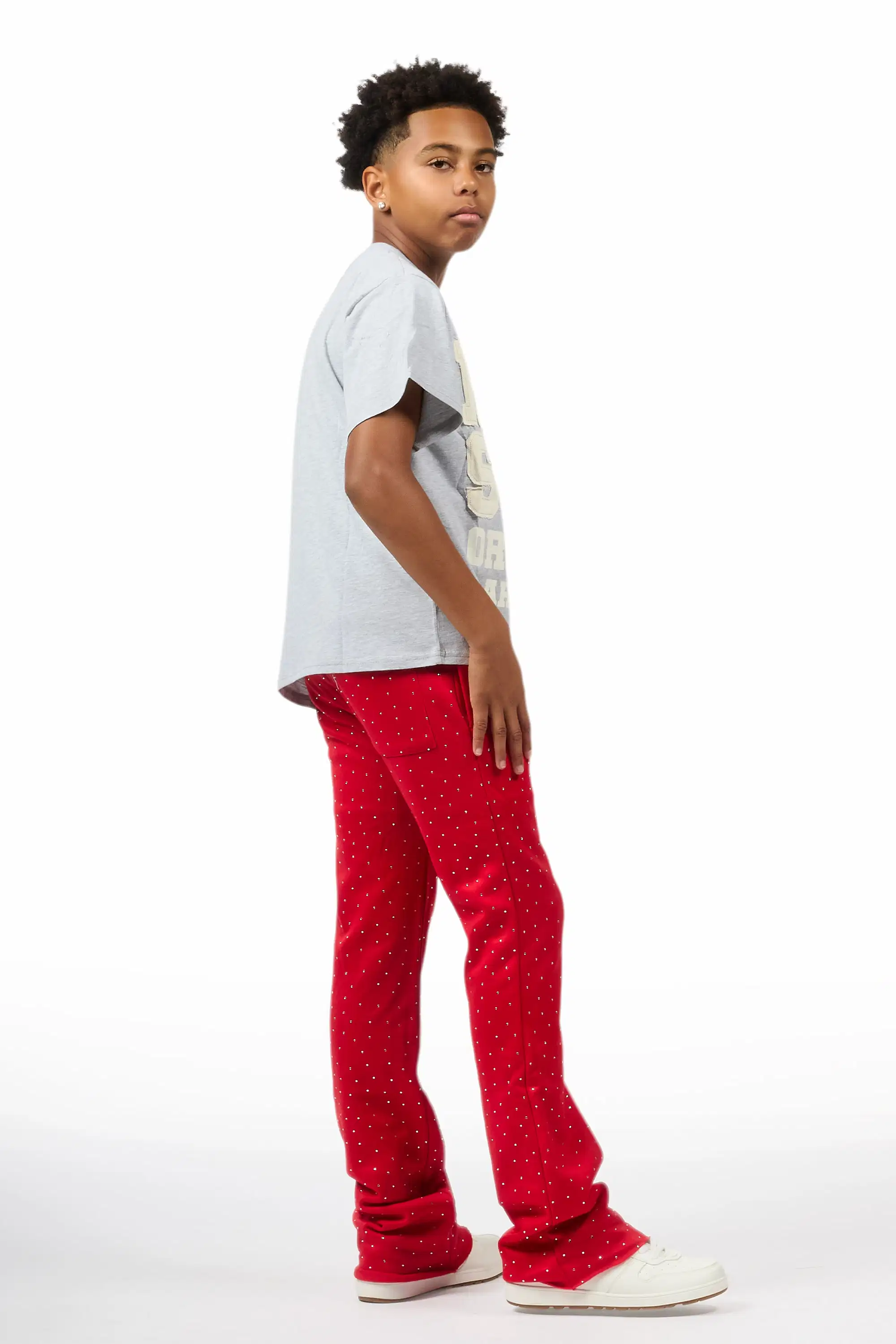 Boys Alpine Red Rhinestone Track pant - Image 9