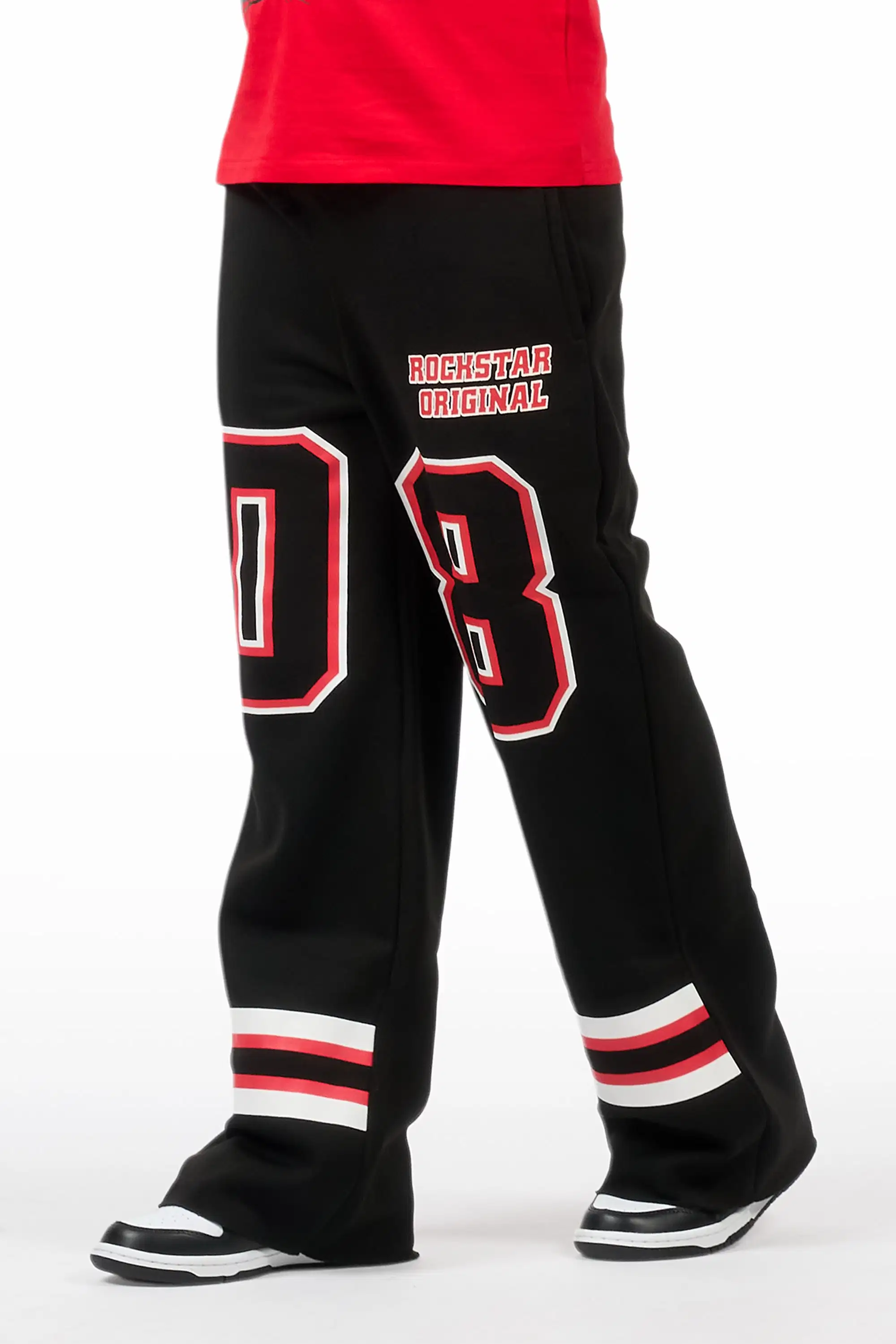 Boys Lenayh Black/Red Baggy Track Pant