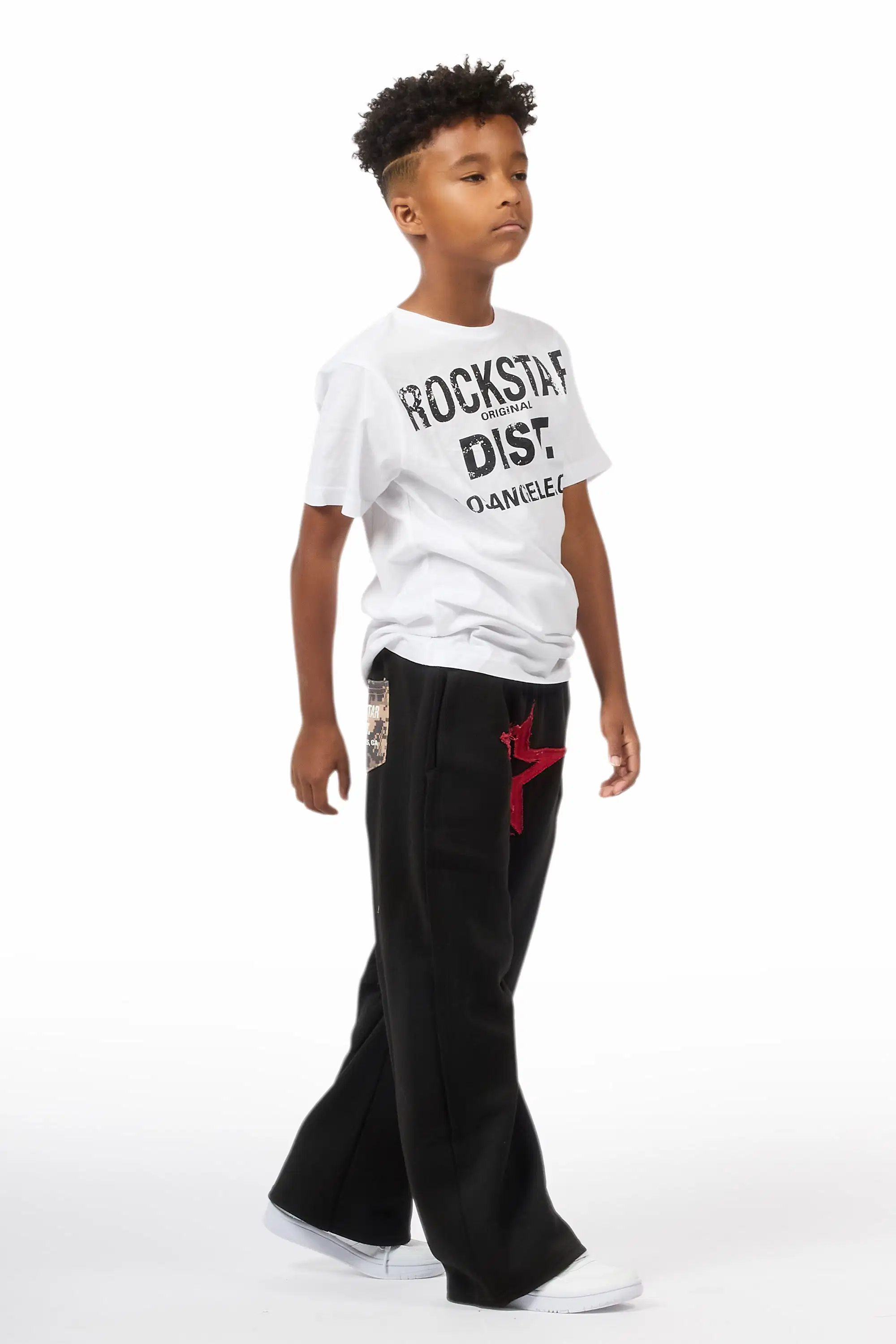 Boys Canaan Black Double Waisted Baggy Track Pant - Image 4