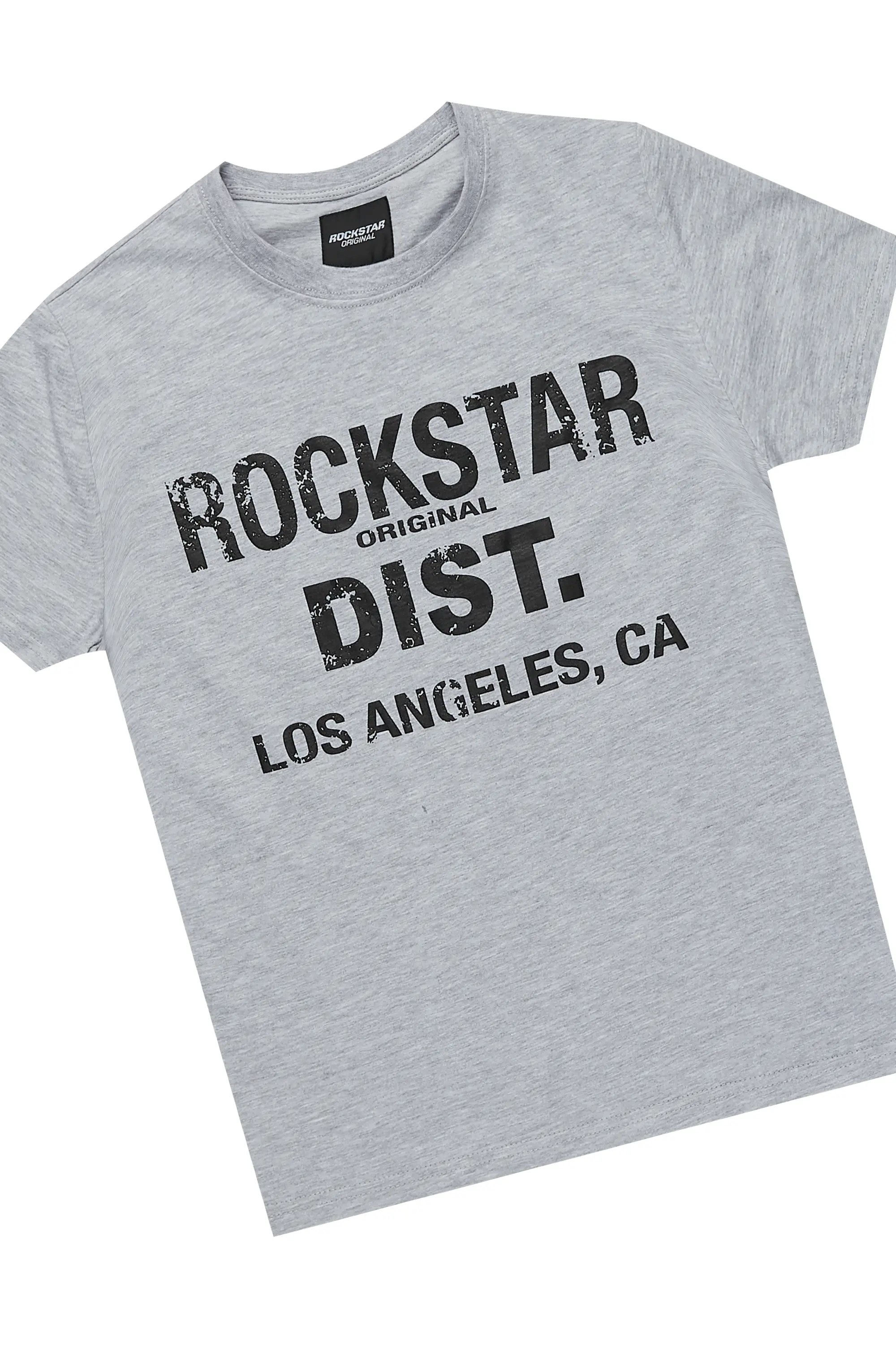 Boys Lake Heather Grey/Black T-Shirt/Short Set - Image 2