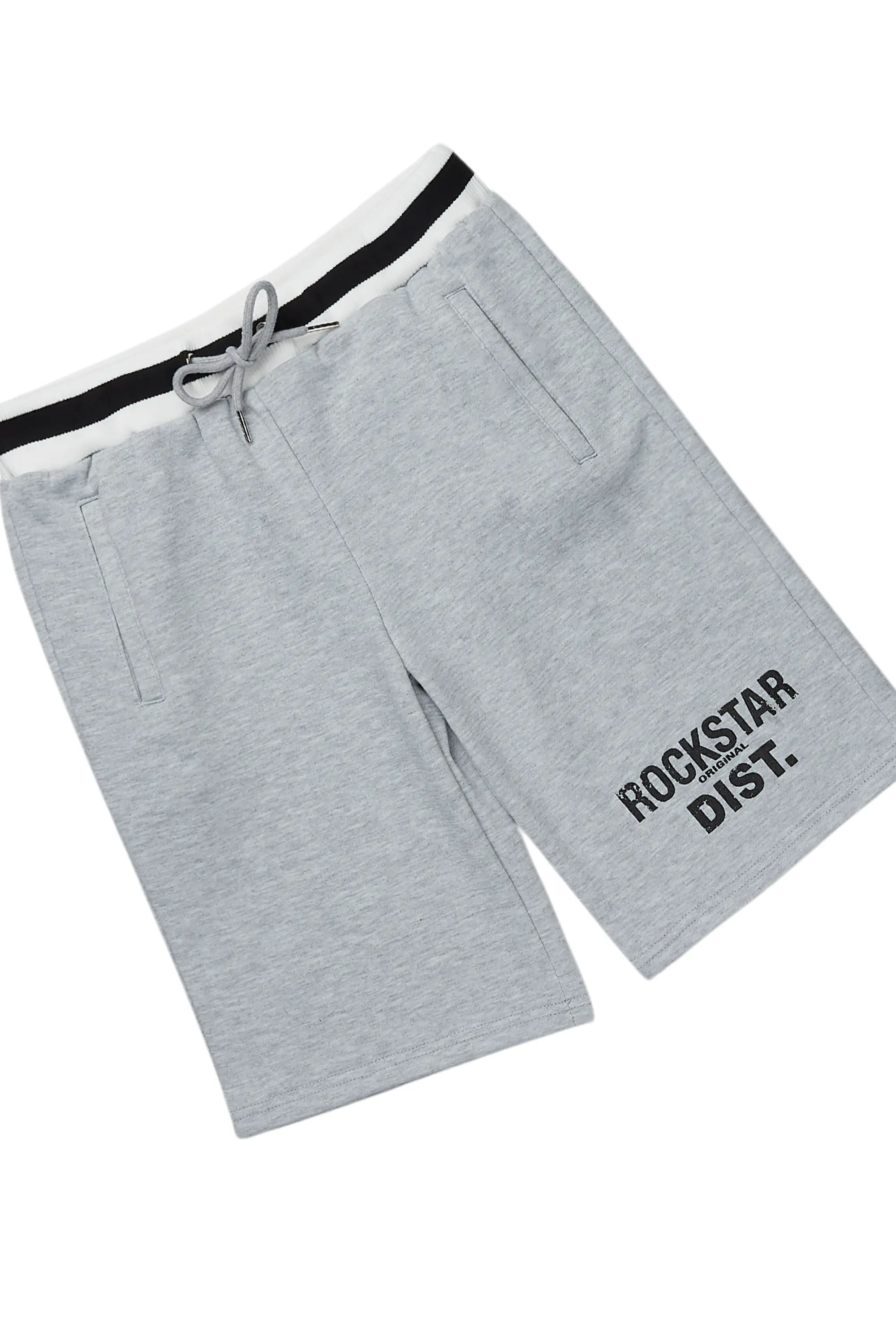 Boys Lake Heather Grey/Black T-Shirt/Short Set - Image 3