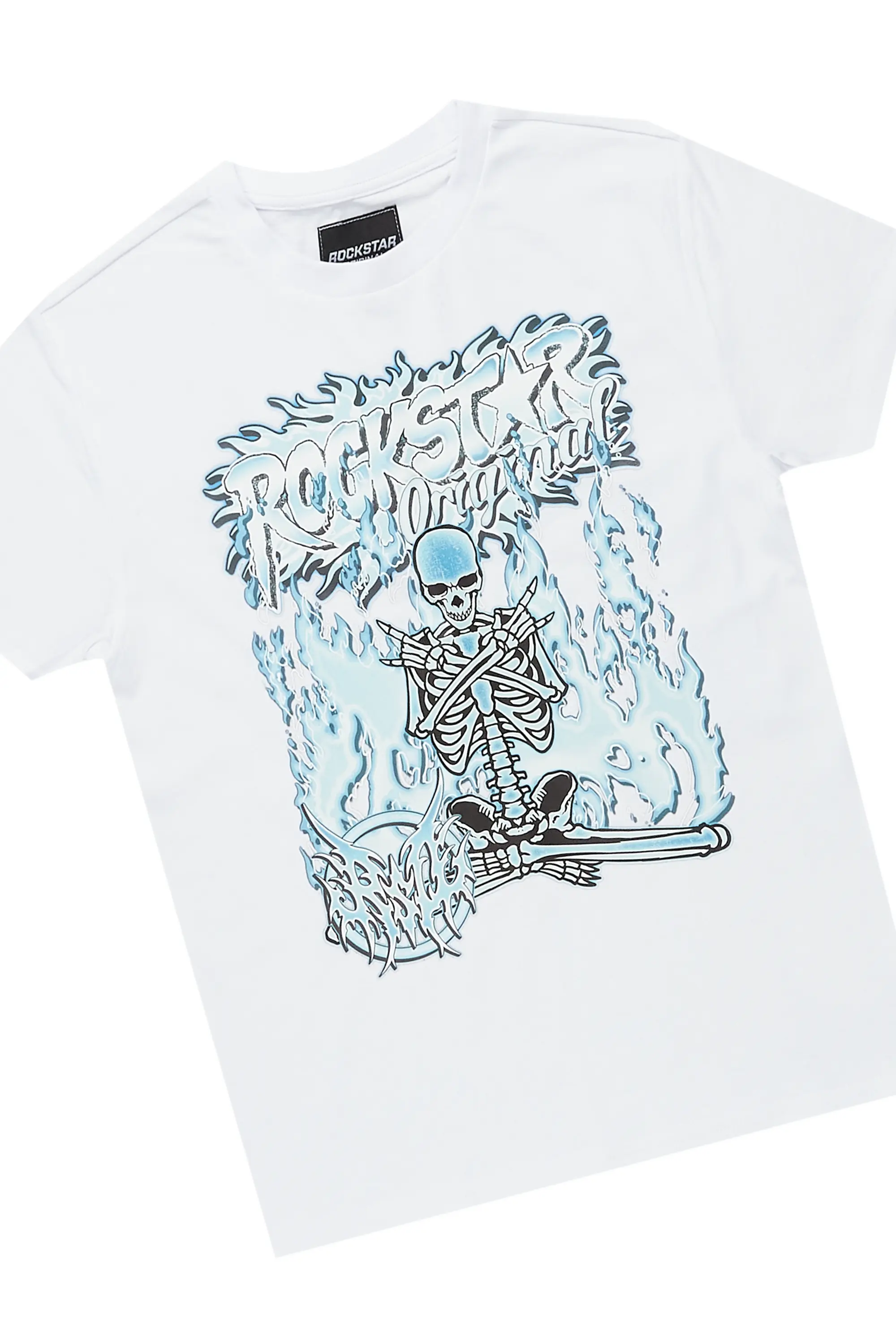 Boys Yoga White/Blue T-Shirt Short Set - Image 5