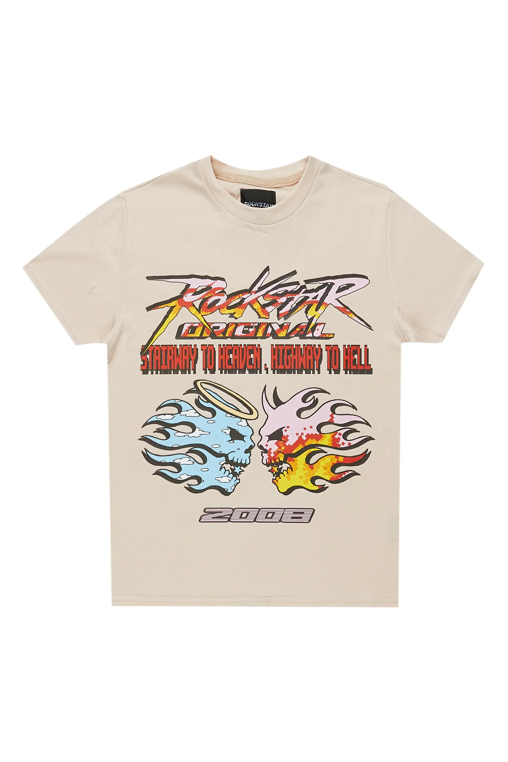 Boys Lazar Beige Graphic T-Shirt - Image 2