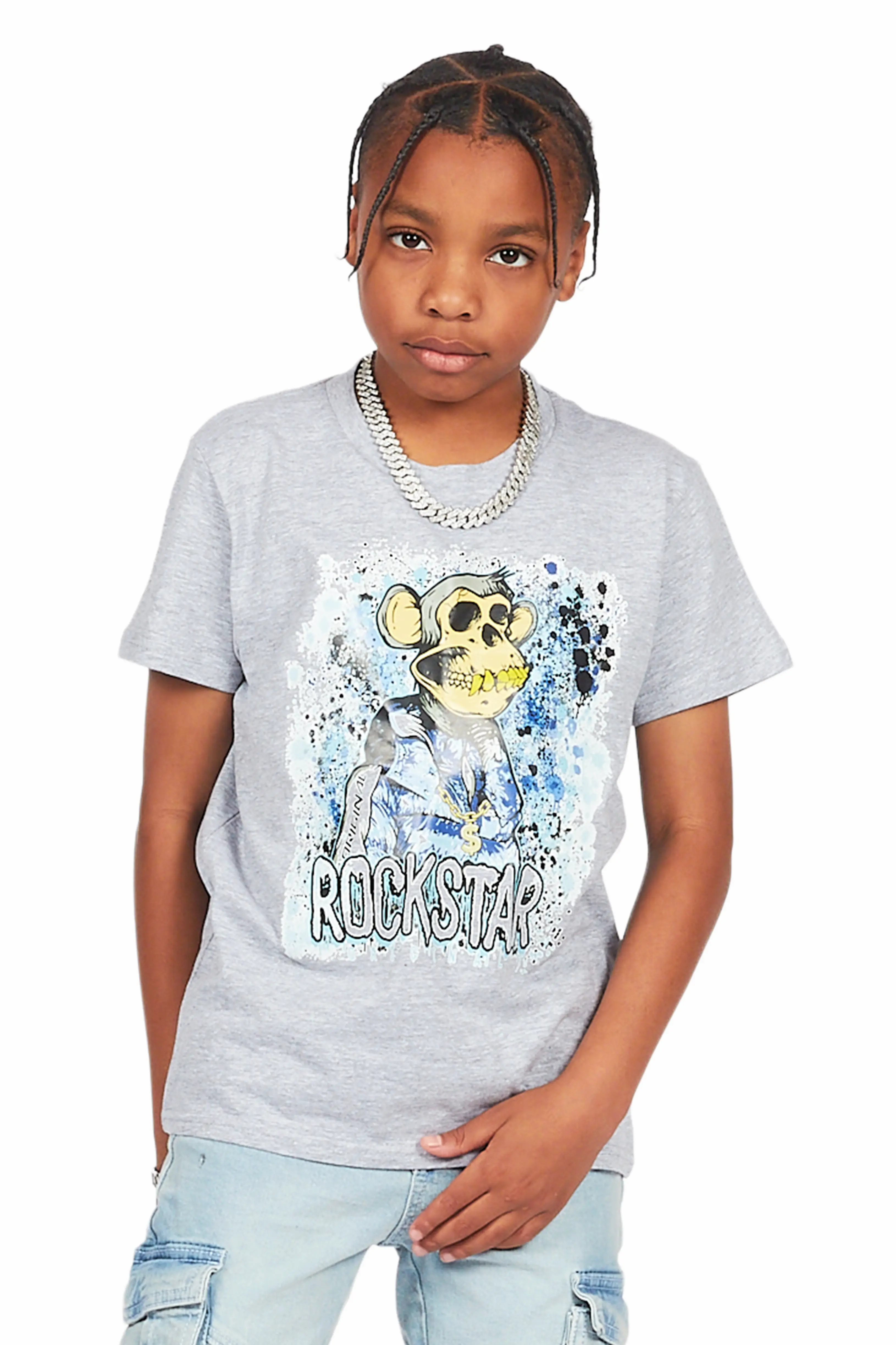Boys Atlas Heather Grey Graphic T-Shirt - Image 6