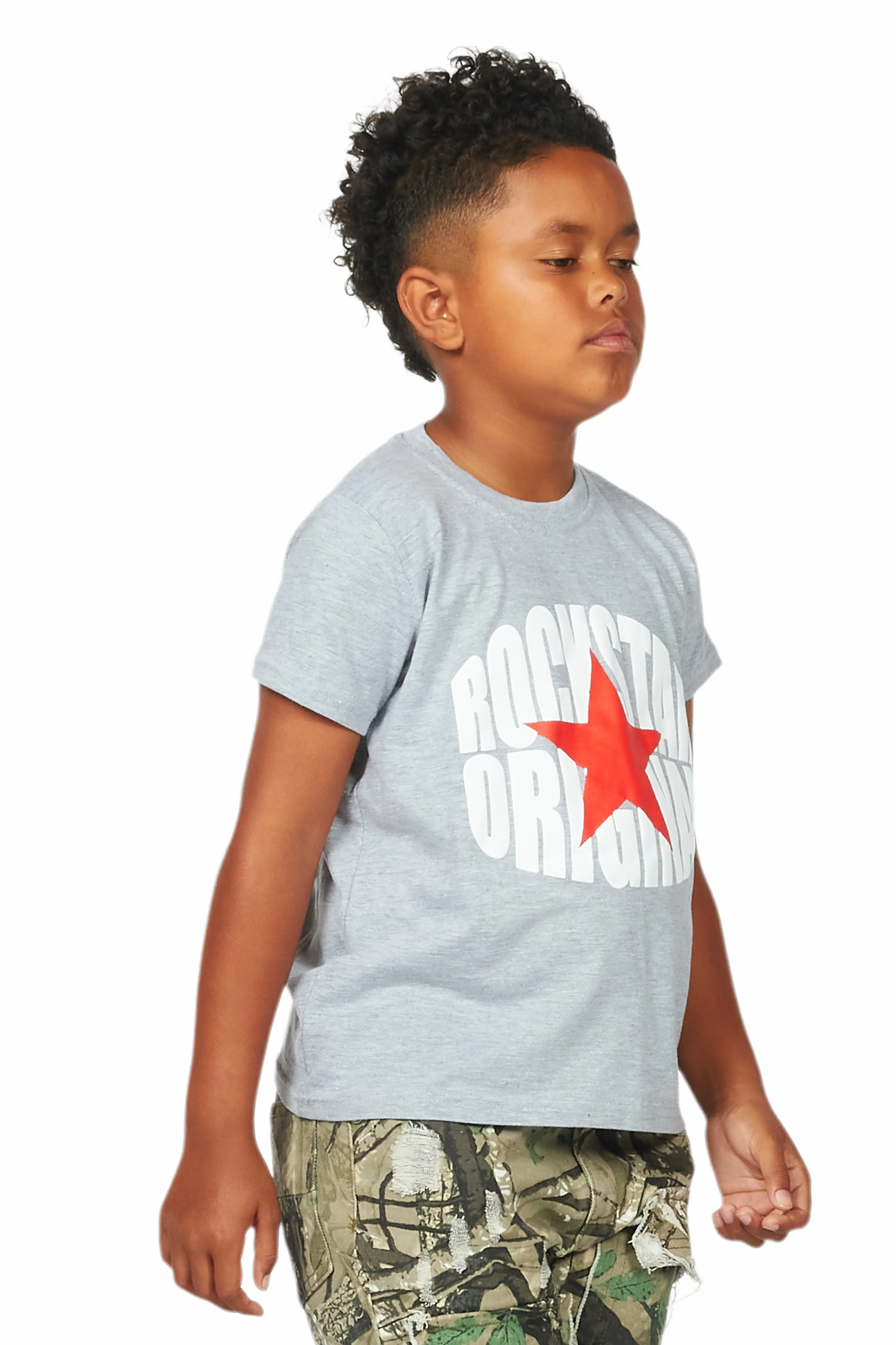 Boys Ezra Grey/Red Graphic T-Shirt - Image 3
