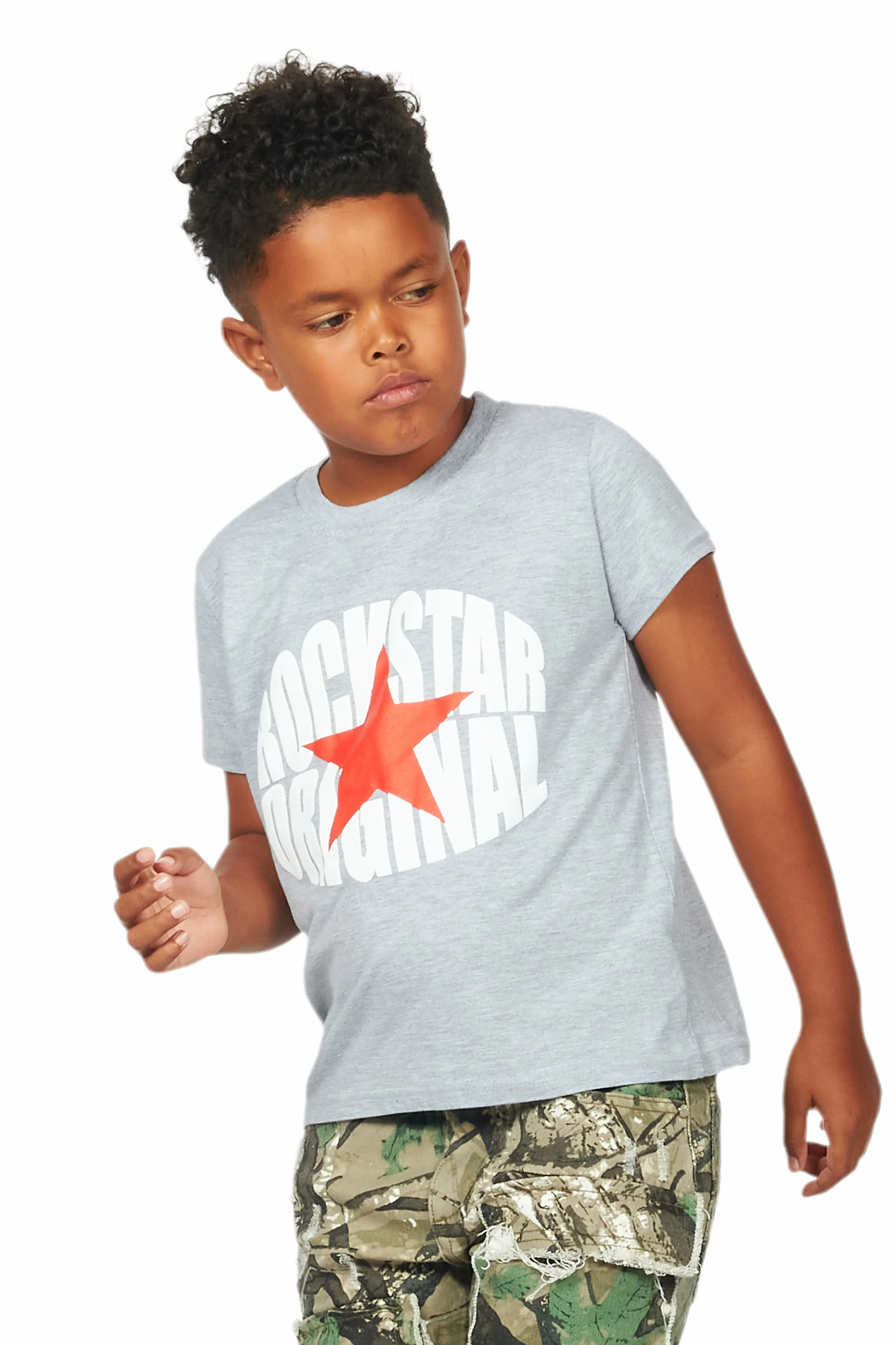 Boys Ezra Grey/Red Graphic T-Shirt - Image 6
