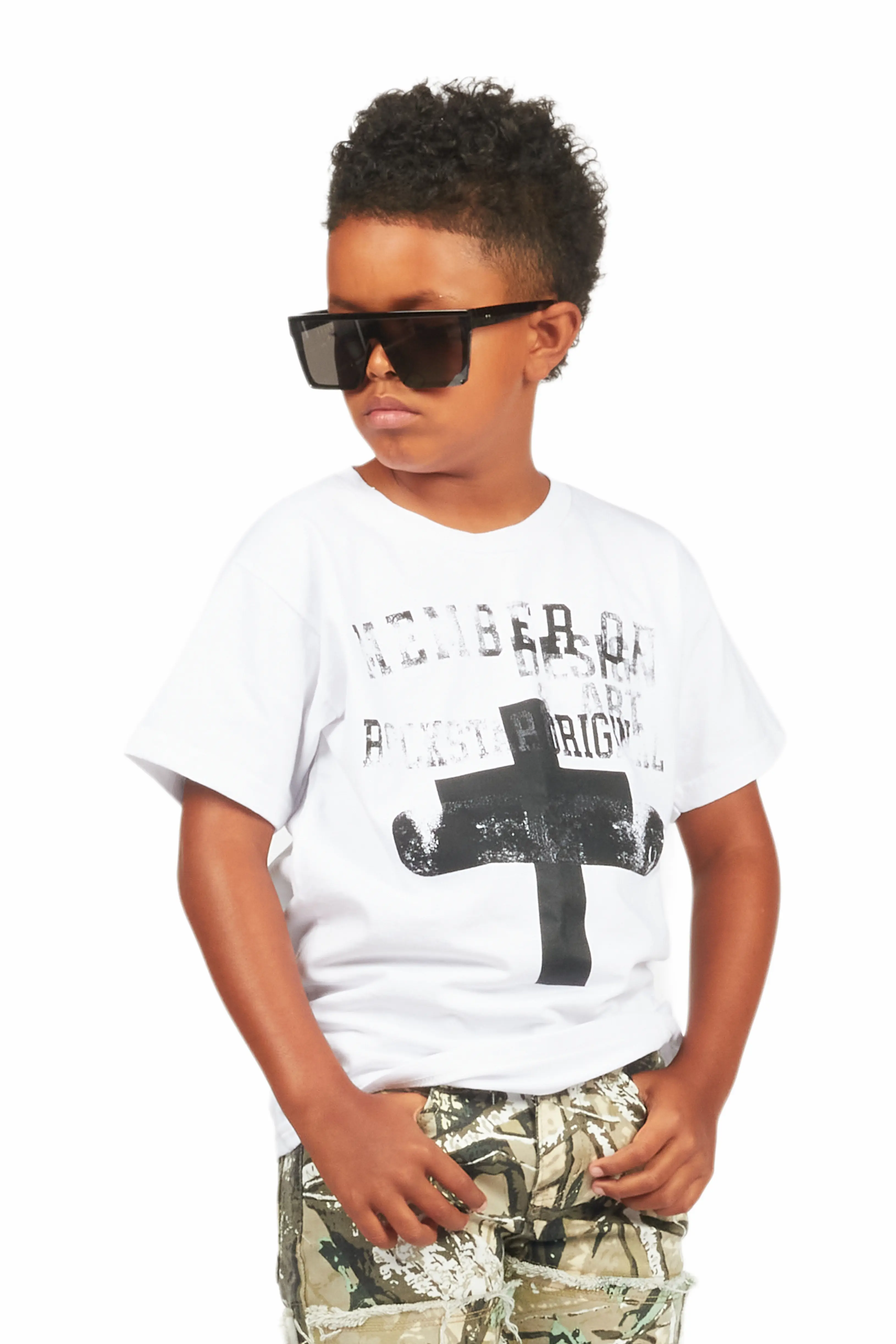 Boys Alaric White/Black Graphic T-Shirt - Image 4