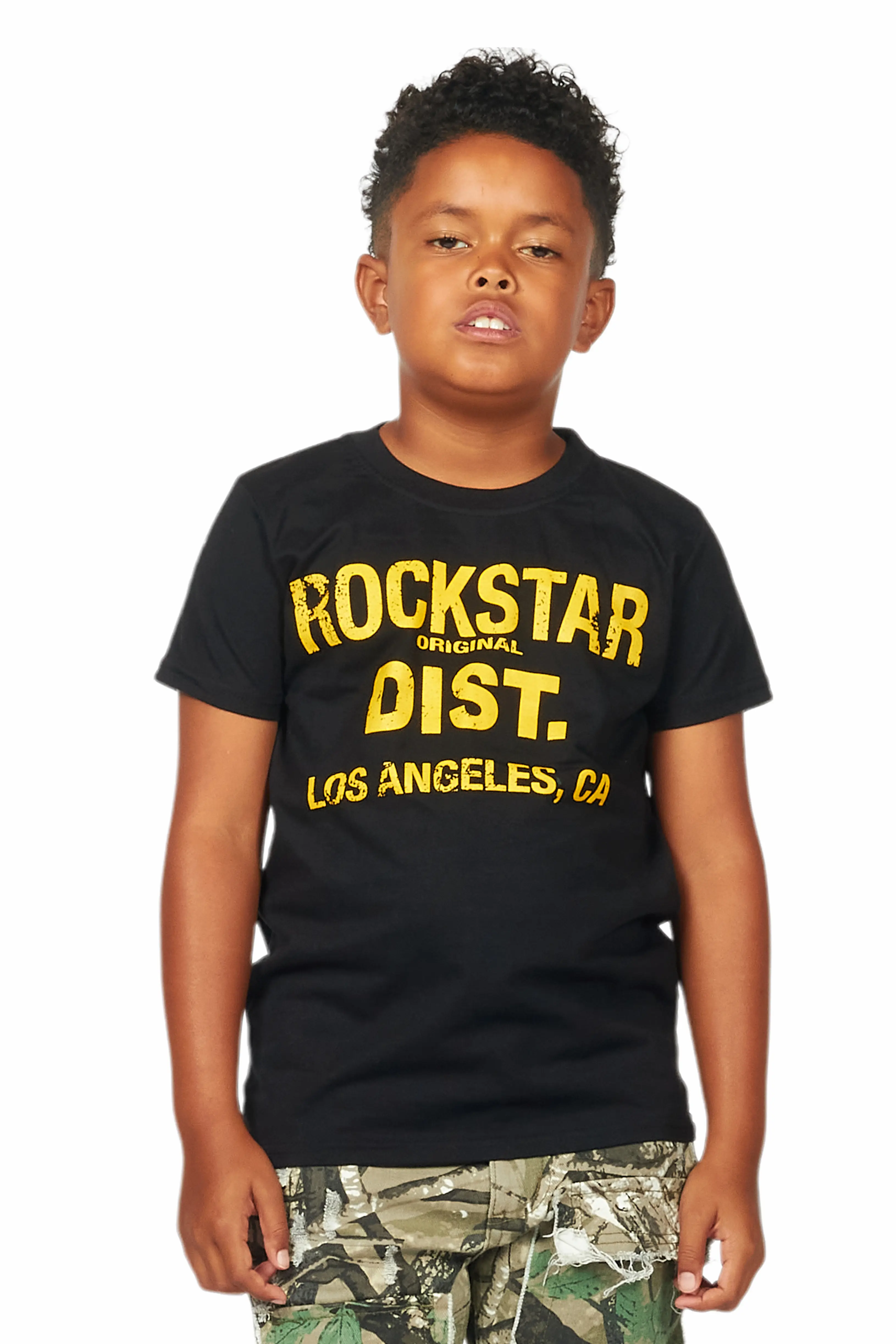 Boys Koen Black/Yellow Graphic T-Shirt - Image 2