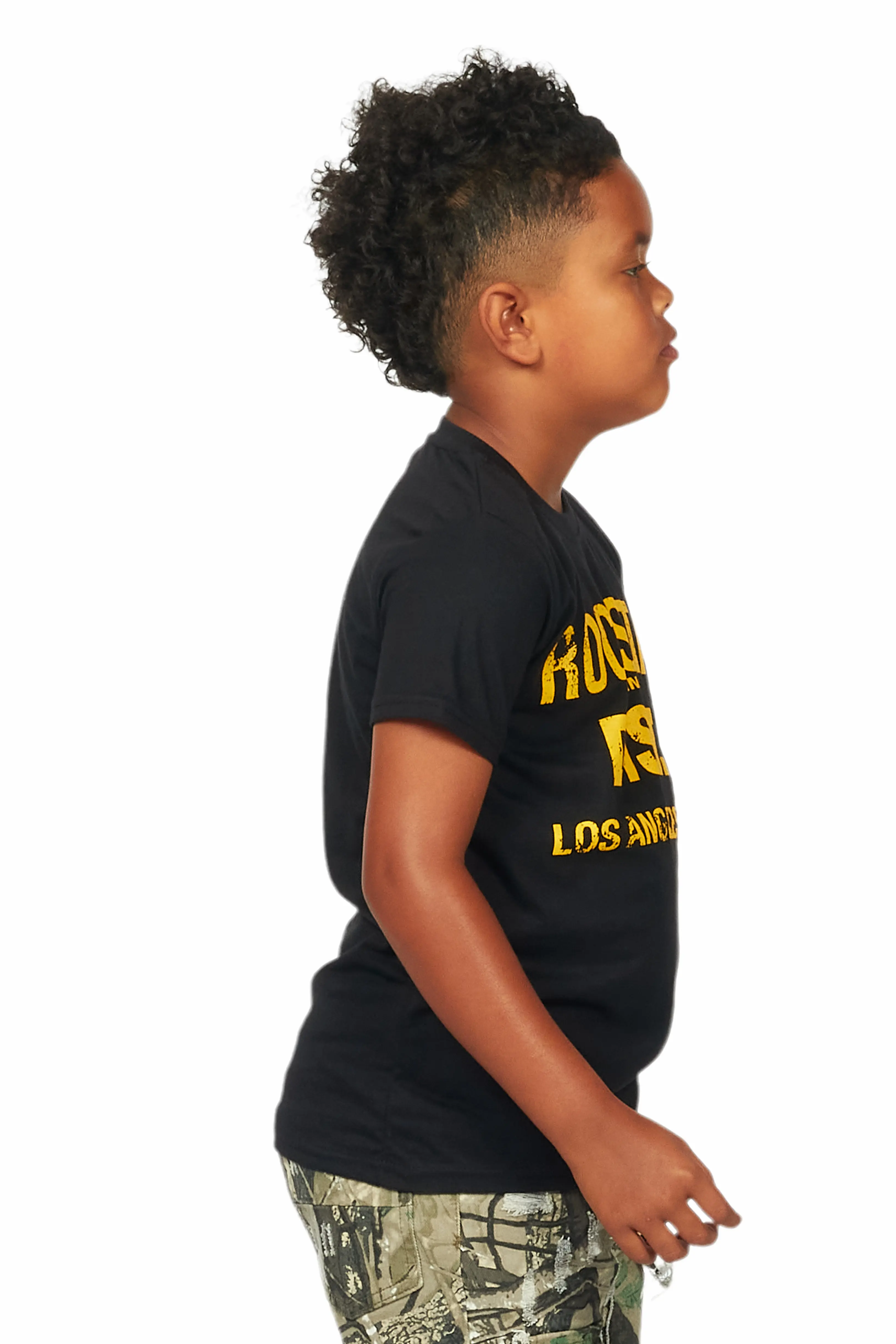 Boys Koen Black/Yellow Graphic T-Shirt - Image 3