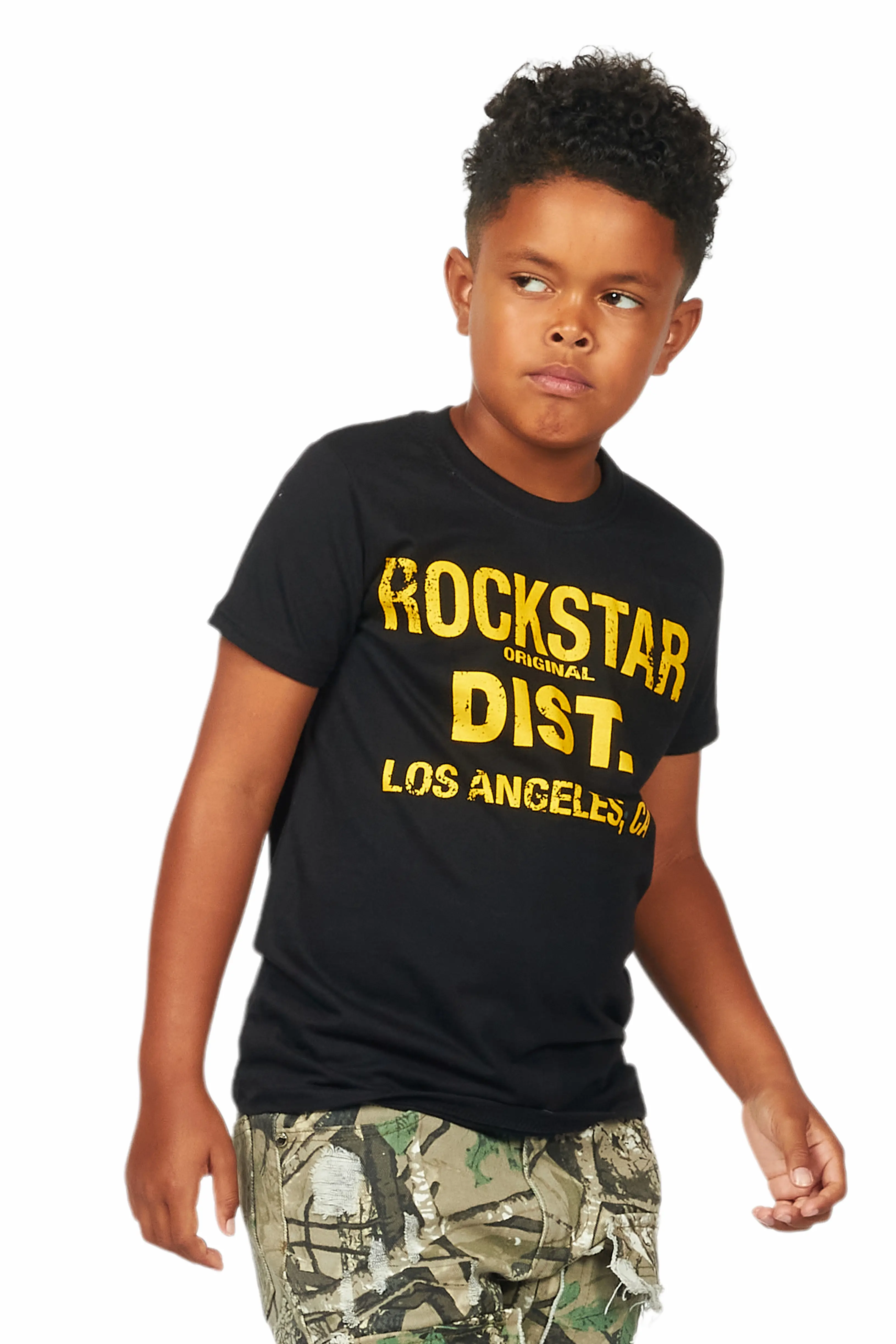 Boys Koen Black/Yellow Graphic T-Shirt - Image 6