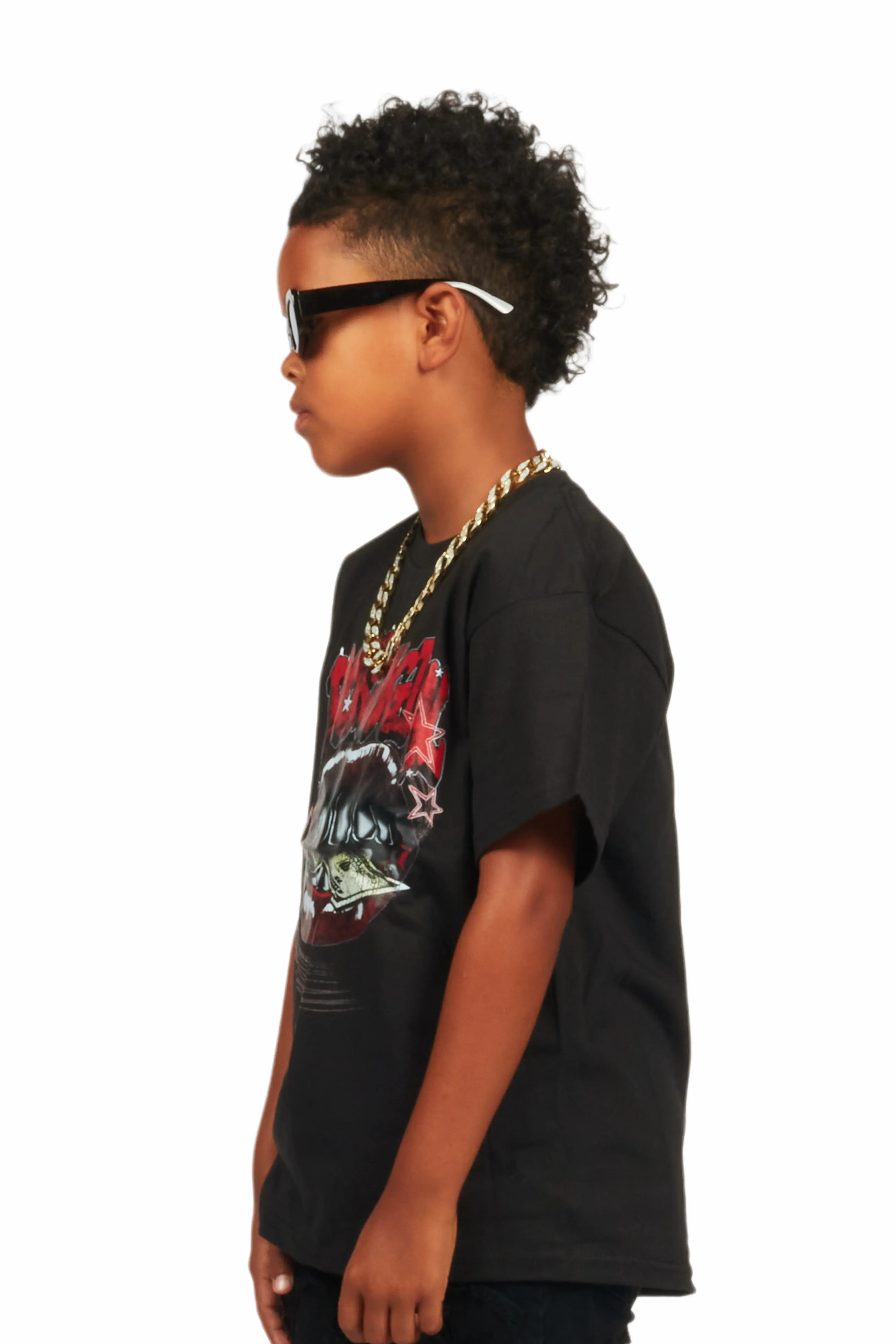 Boys Kaizen Black Graphic T-Shirt - Image 4