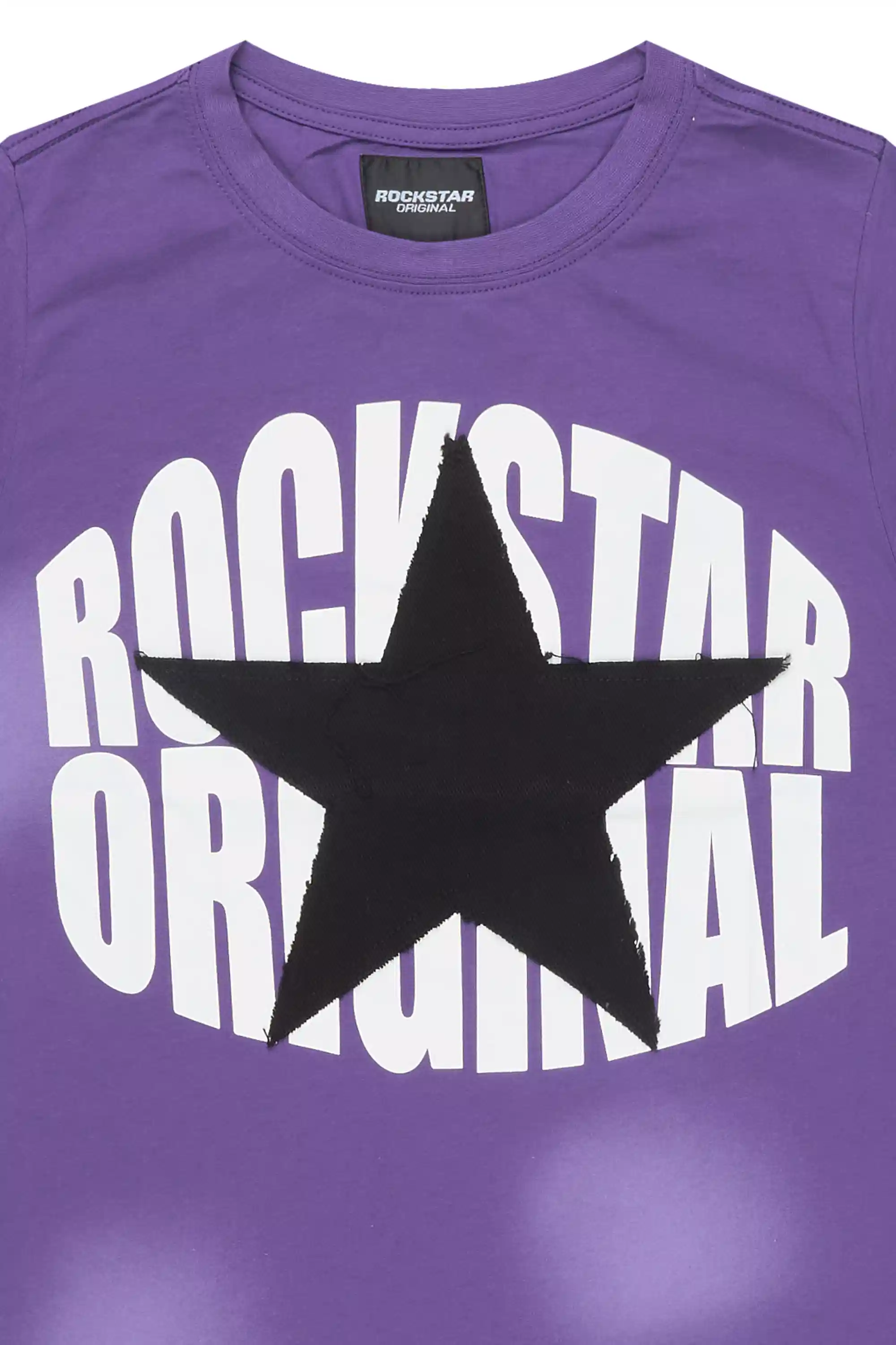 Boys State Purple/White Graphic T-Shirt with Patch - Image 2