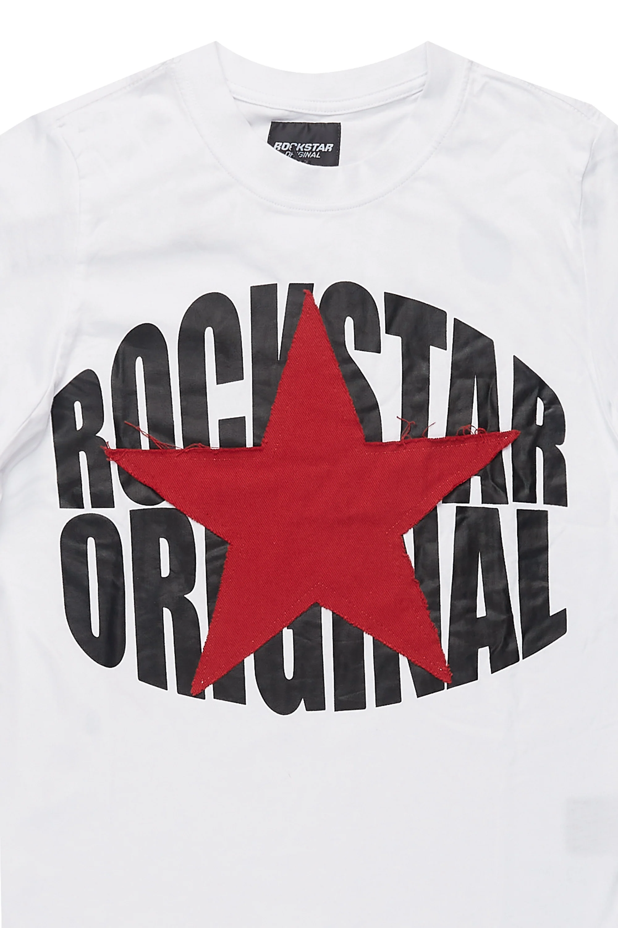 Boys State White/Red Graphic T-Shirt with Patch - Image 2