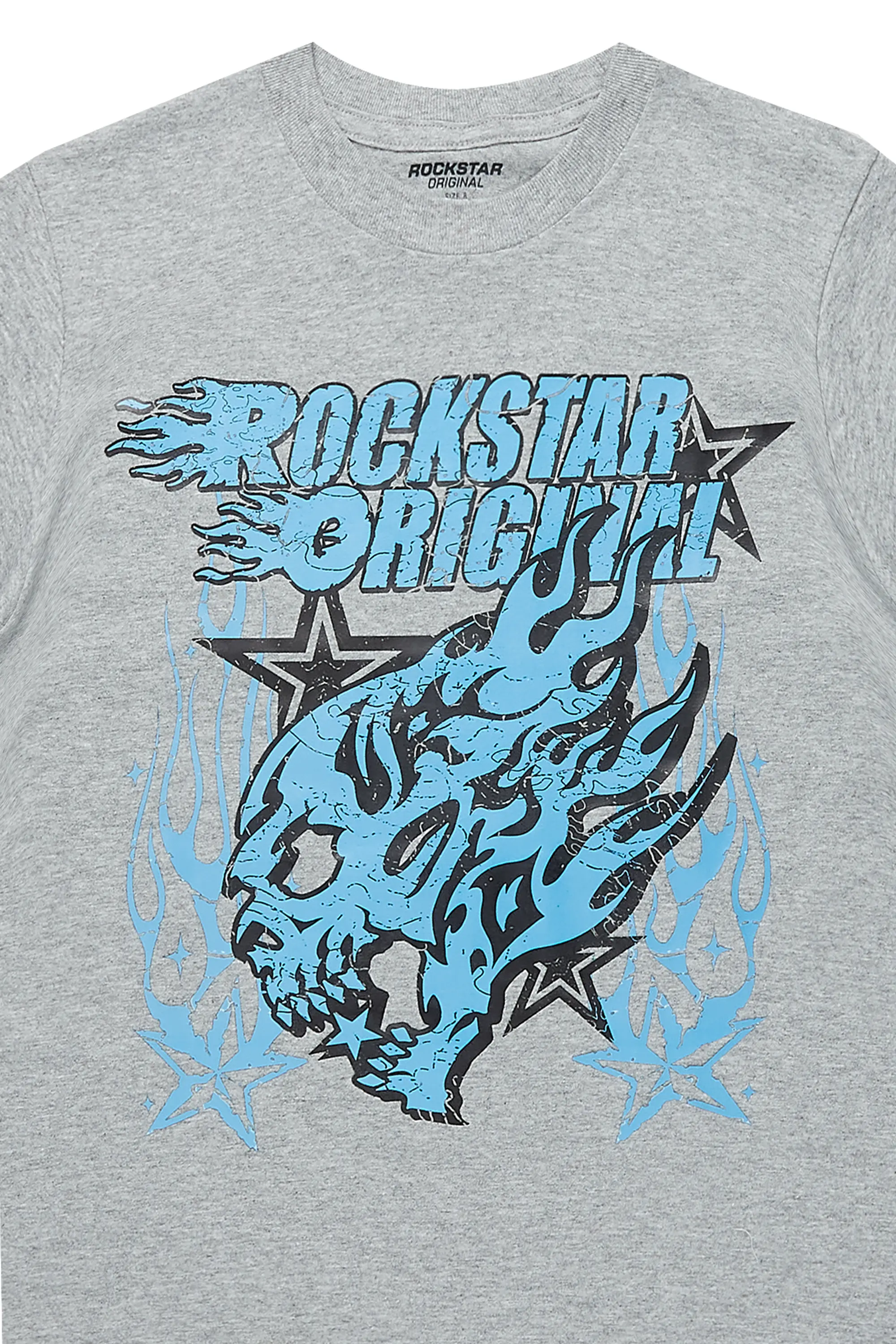 Boys Smitty Grey/Blue Graphic T-Shirt - Image 2