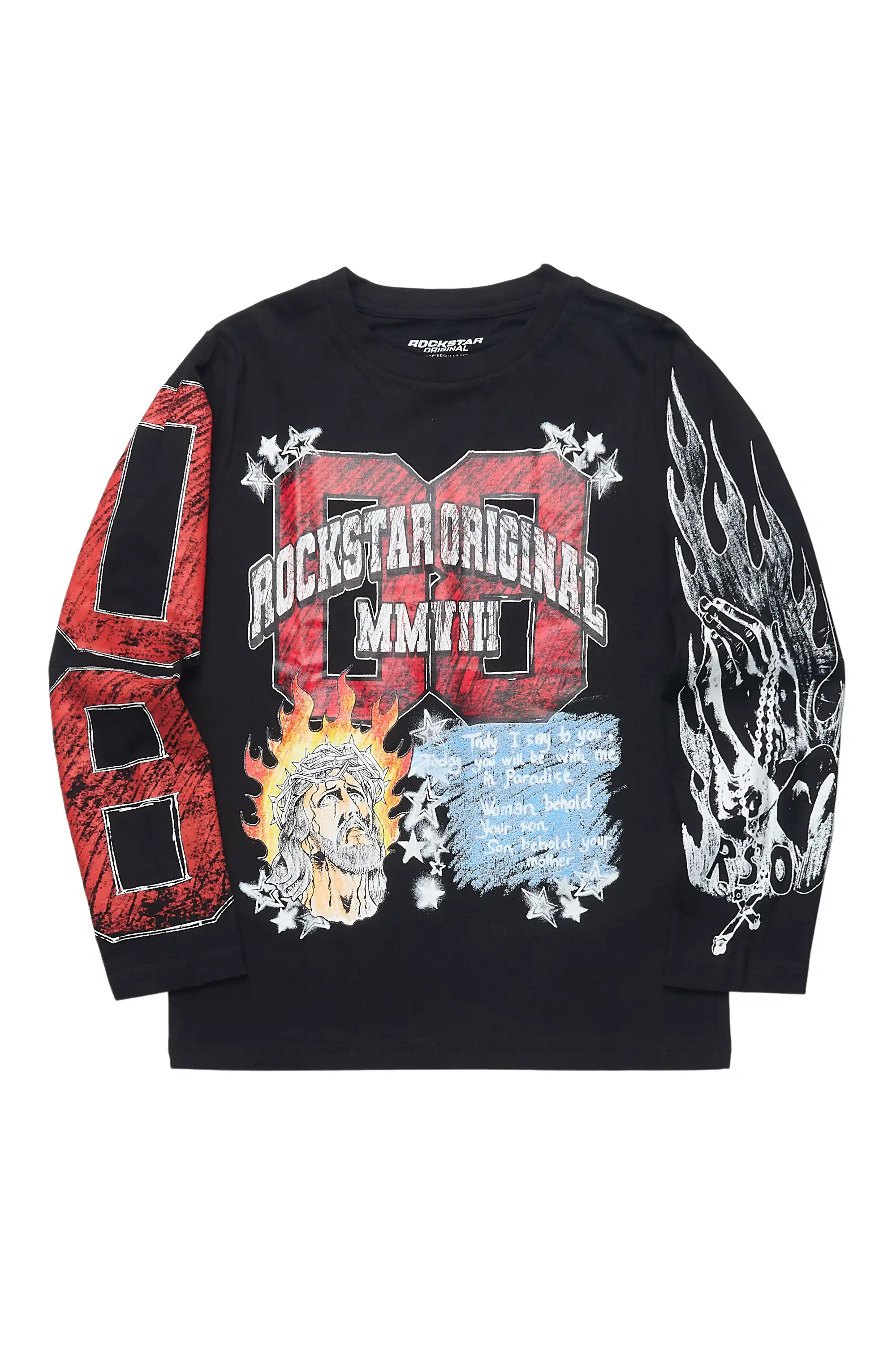Boys Jesus Crayon Black Long Sleeve Graphic T-Shirt