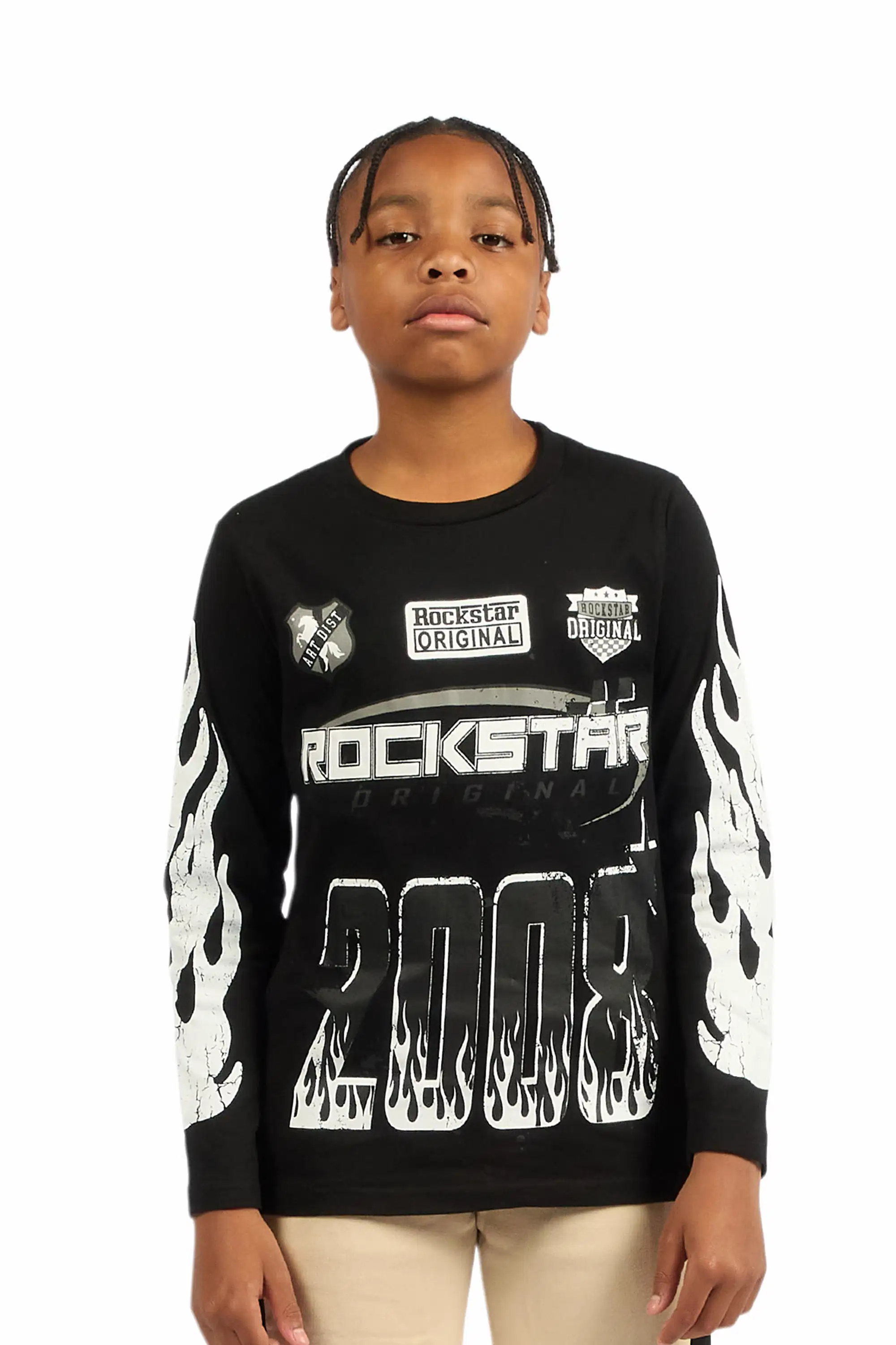 Boys Amos Black Long Sleeve Graphic T-Shirt - Image 2