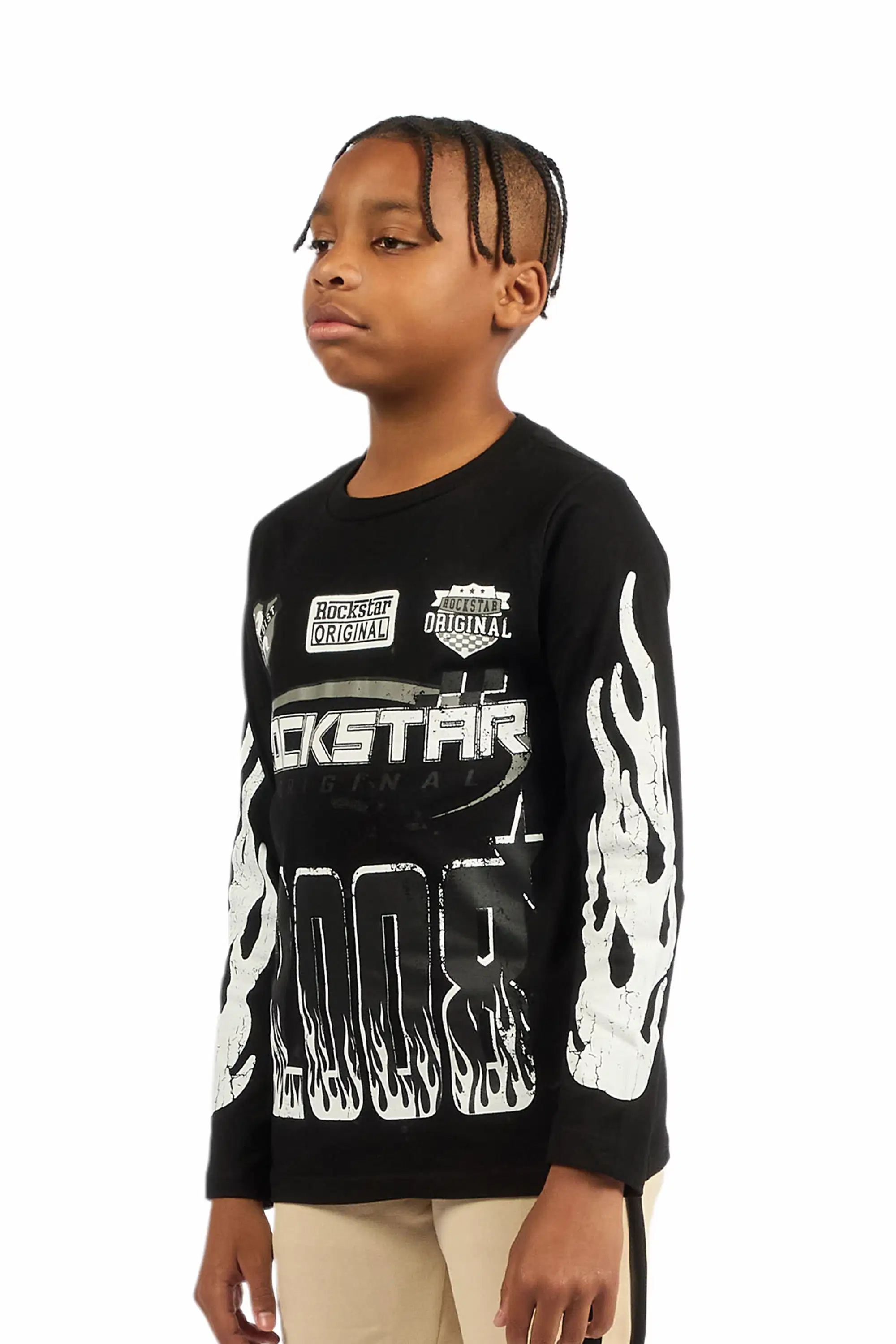 Boys Amos Black Long Sleeve Graphic T-Shirt - Image 5