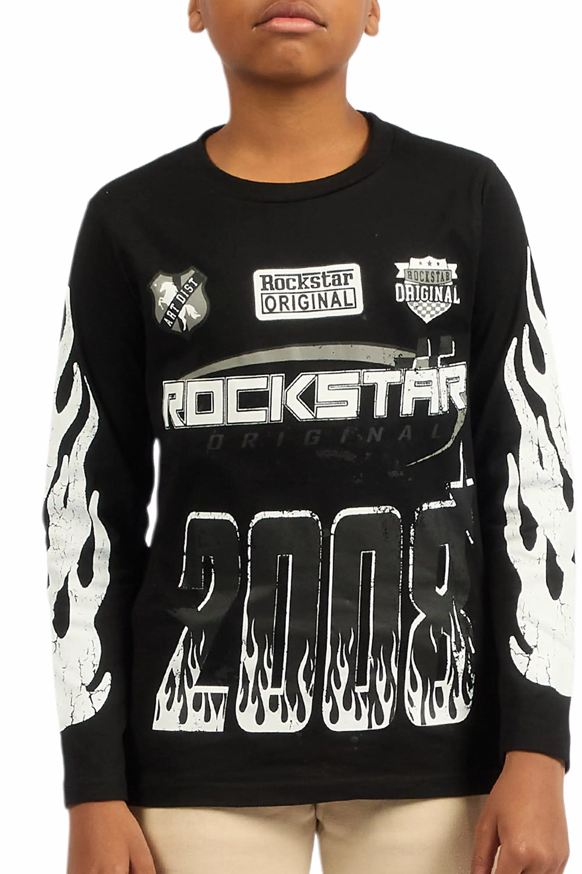 Boys Amos Black Long Sleeve Graphic T-Shirt - Image 7