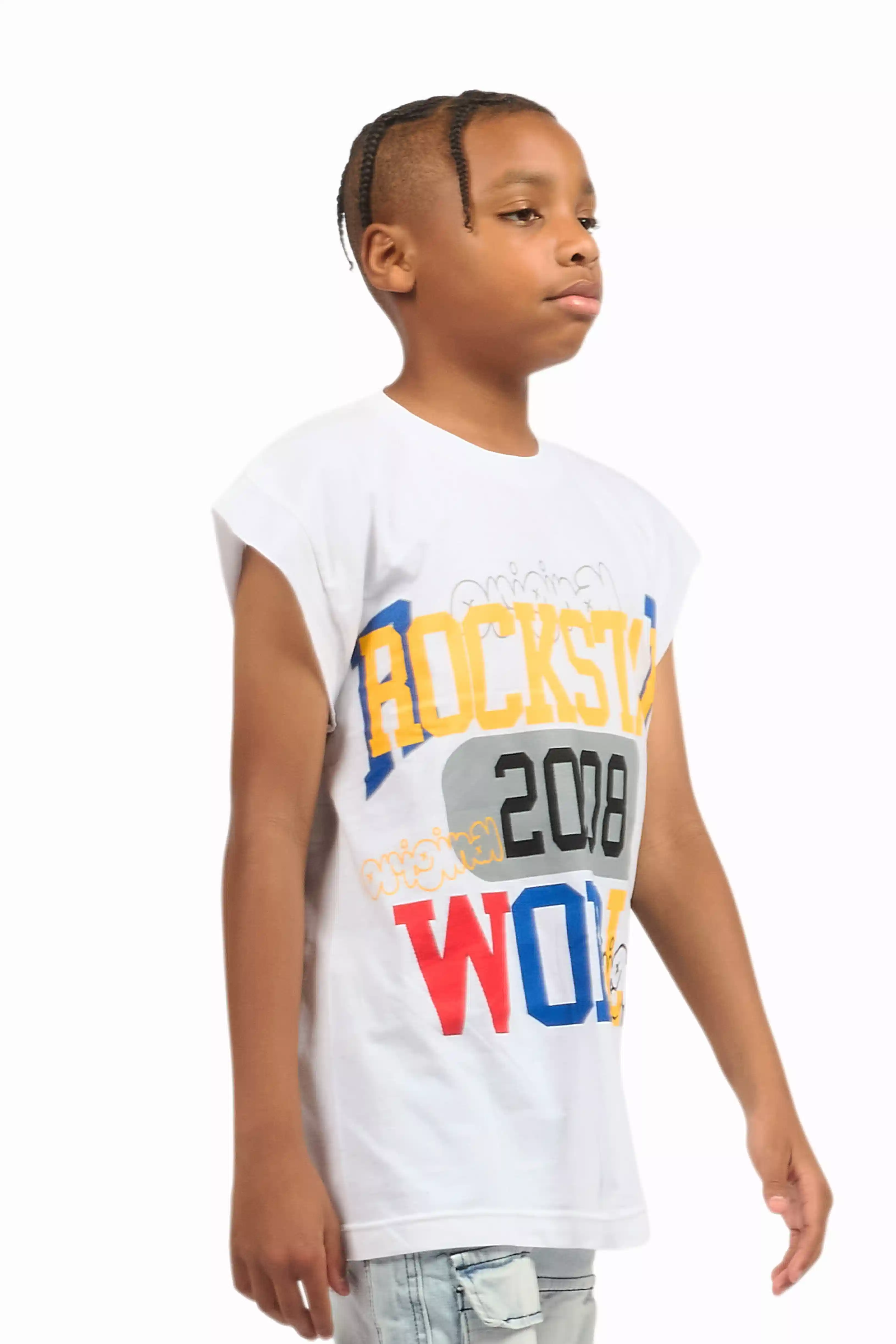 Boys Daria White/Multi Graphic Muscle T-Shirt - Image 3