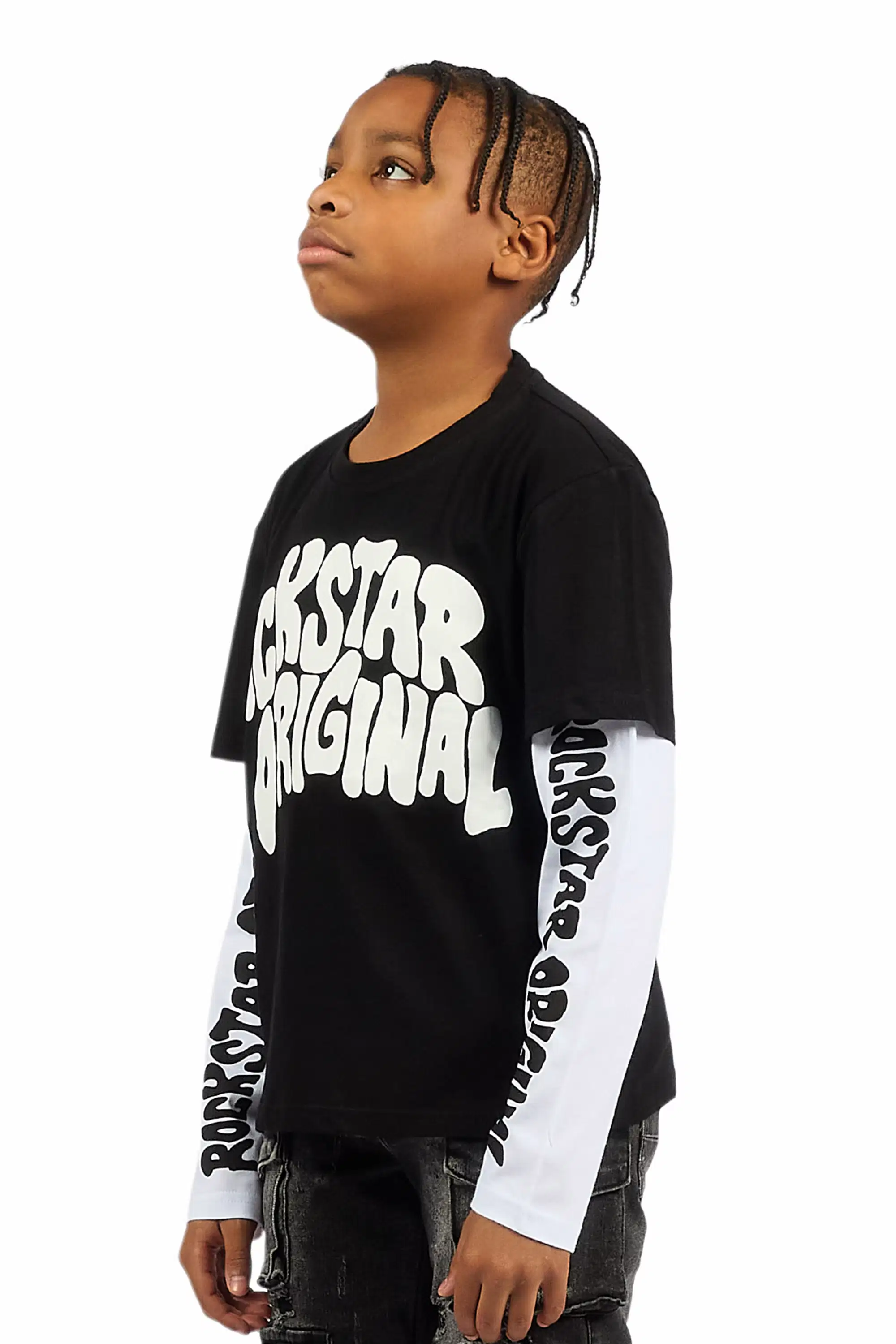 Boys Monit Black/White Double Layer Graphic T-Shirt - Image 5
