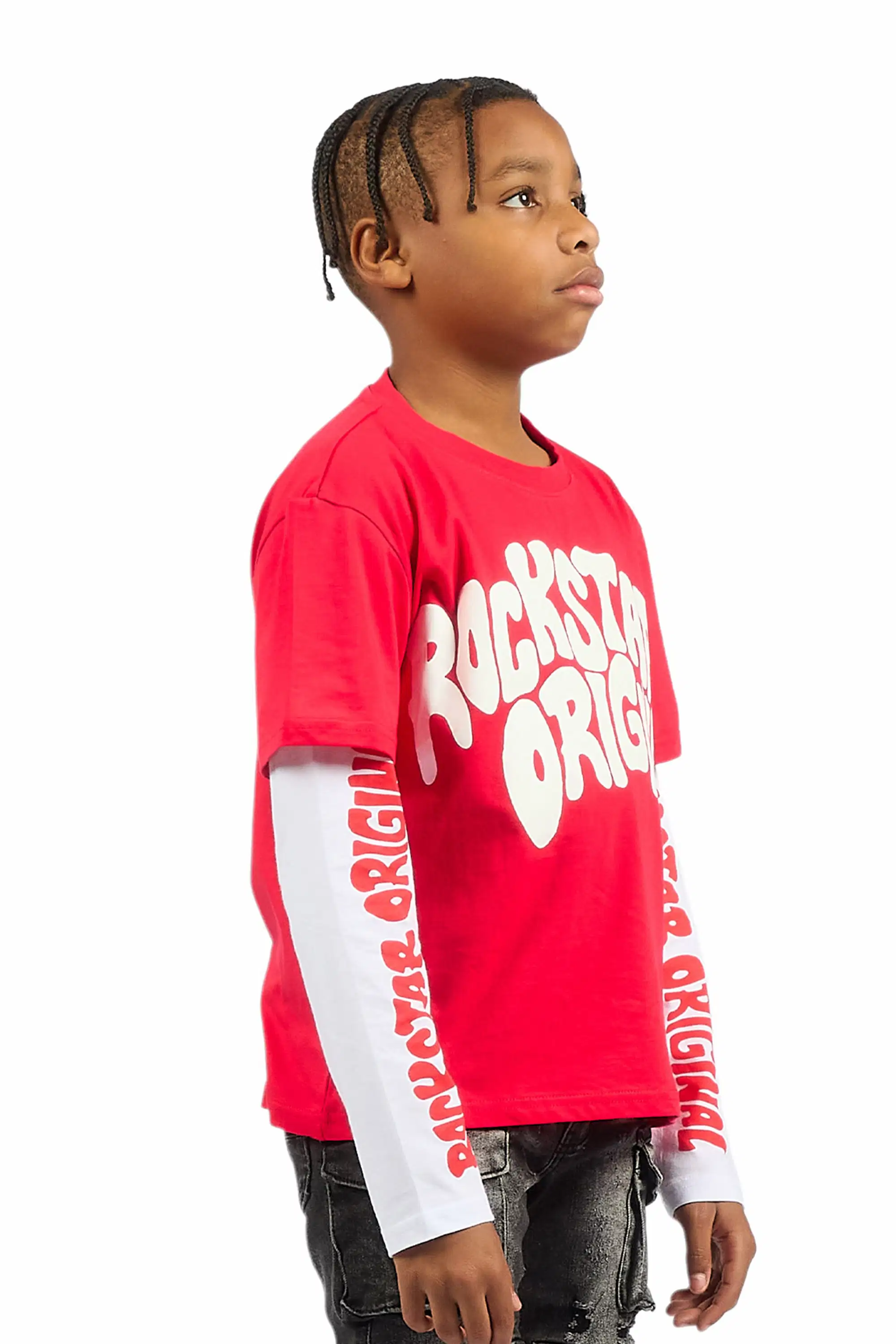 Boys Monit Red/White Double Layer Graphic T-Shirt - Image 4