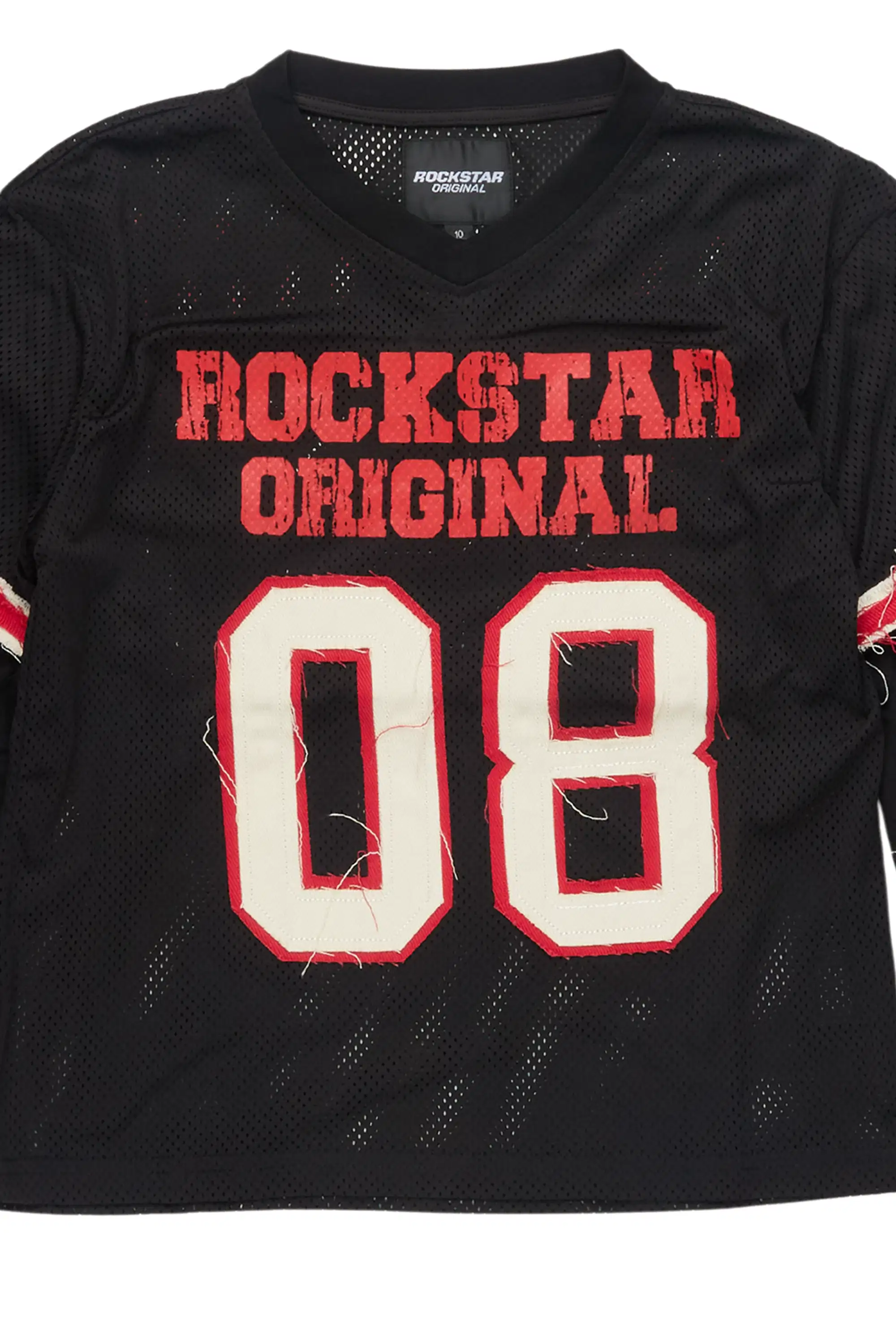 Boys Deston Mesh Black/Red/White Double Layer L/S Graphic T-Shirt - Image 2