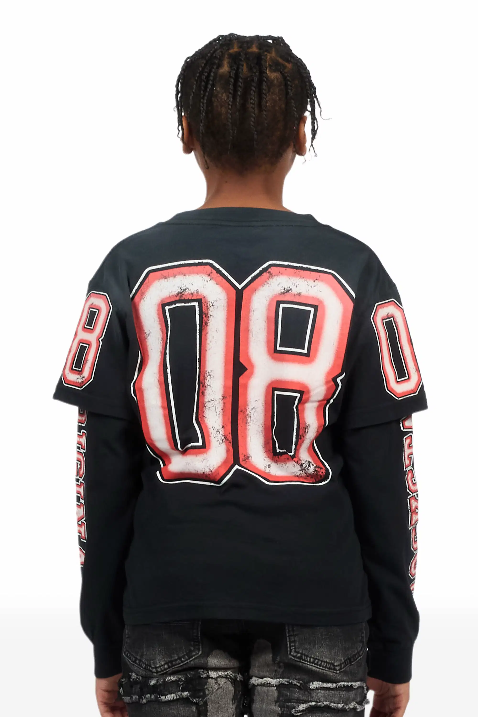 Boys Fields Black/Red Double Layer L/S Graphic T-Shirt - Image 3