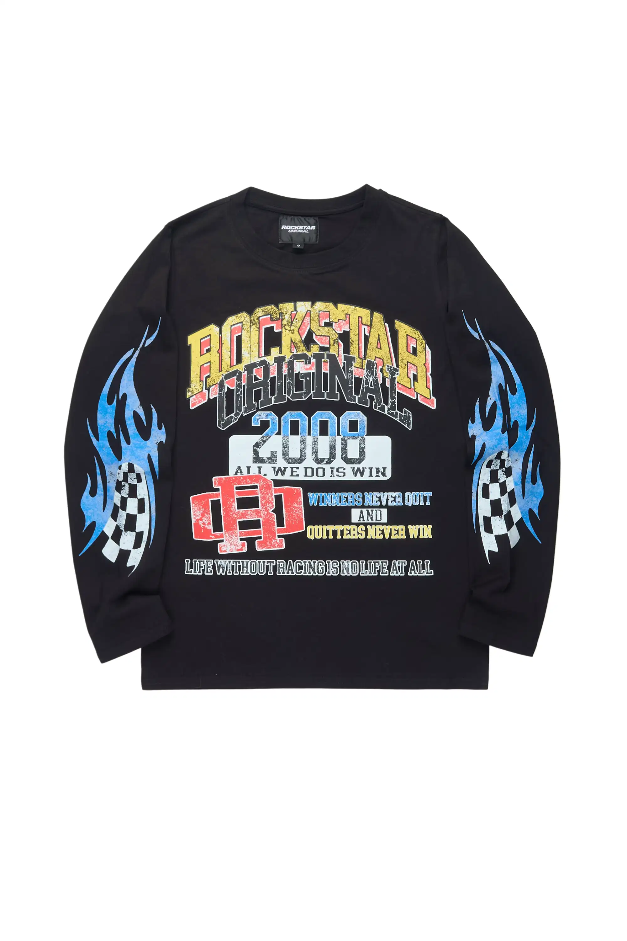 Boys Colorful Race Black Graphic L/S T-Shirt