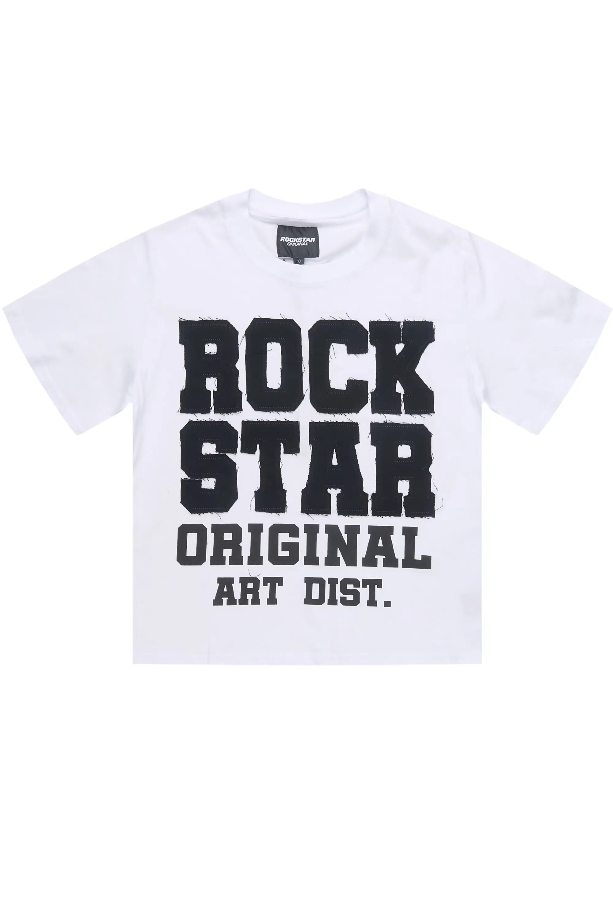 Boys Yulian White Patch Stitched Graphic T-Shirt