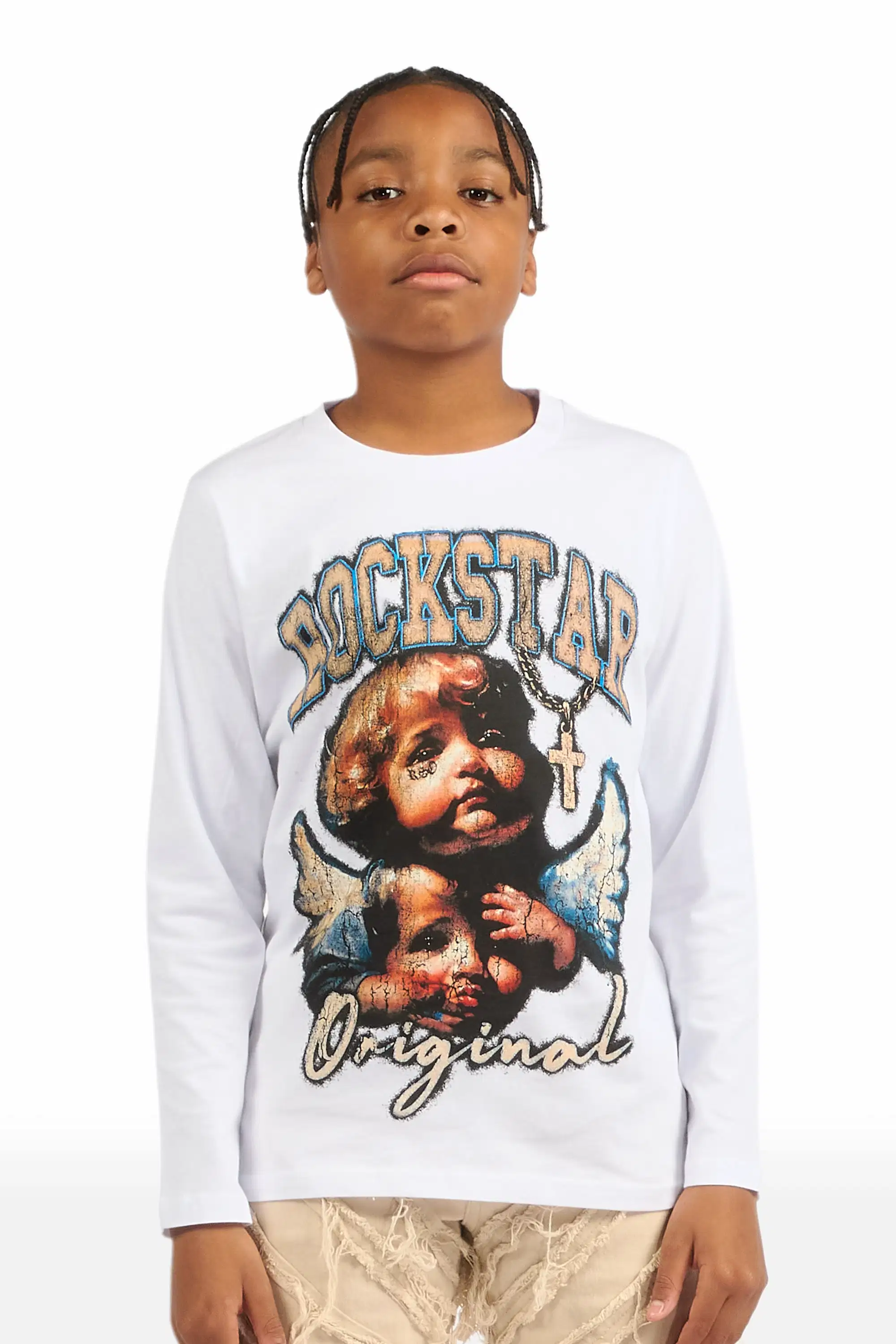 Boys Deiter White Long Sleeve Graphic T-Shirt - Image 2