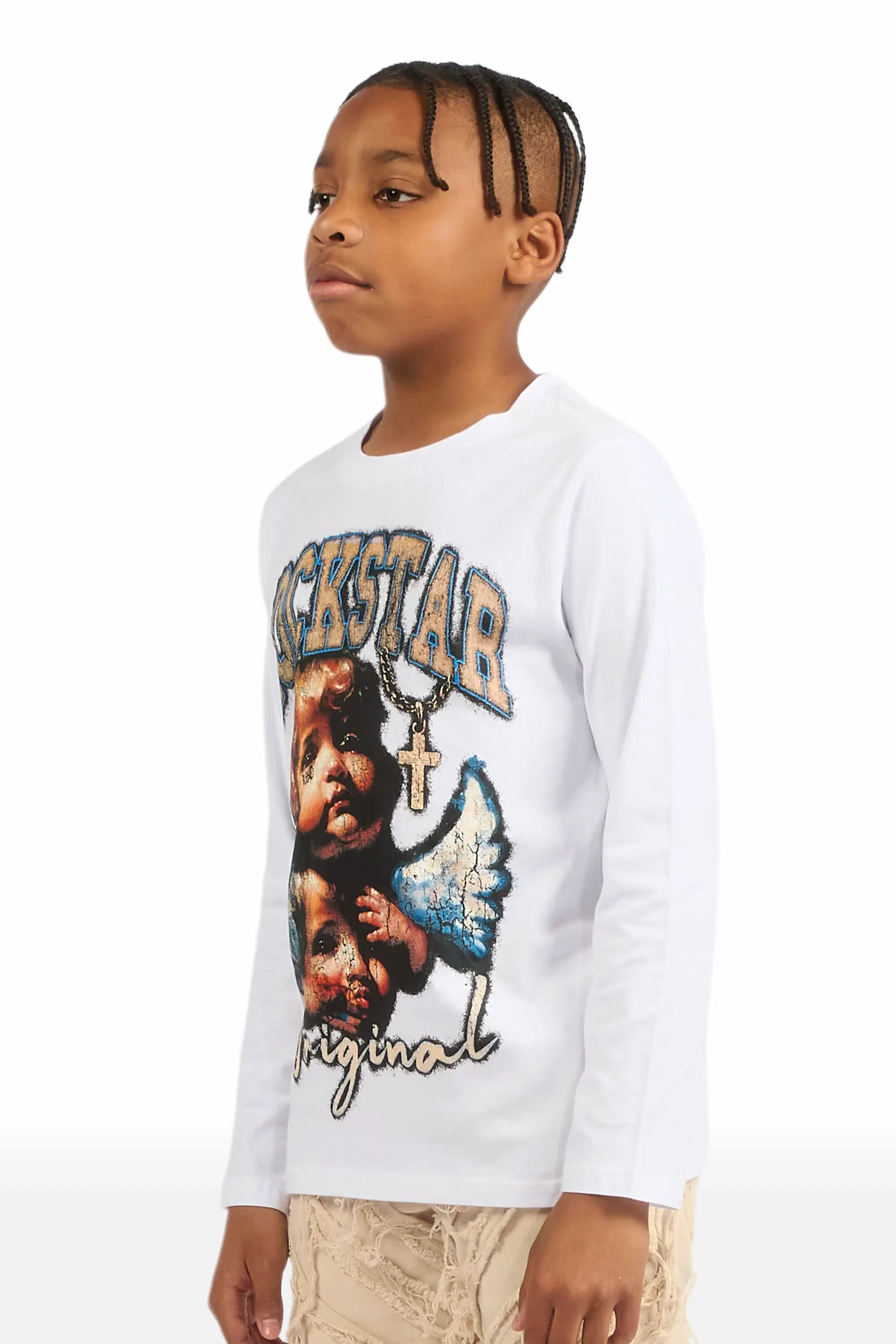 Boys Deiter White Long Sleeve Graphic T-Shirt - Image 5