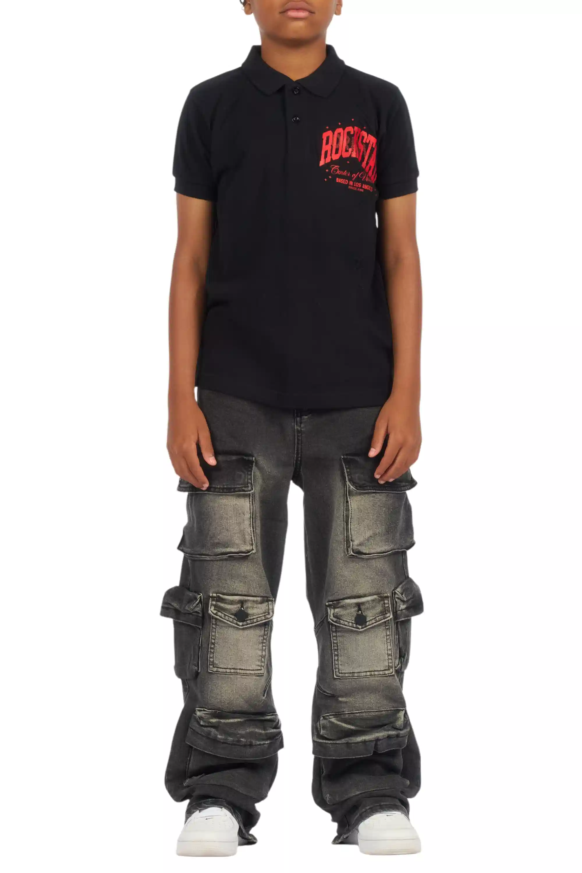 Boys Ruffo Black/Red Polo - Image 7